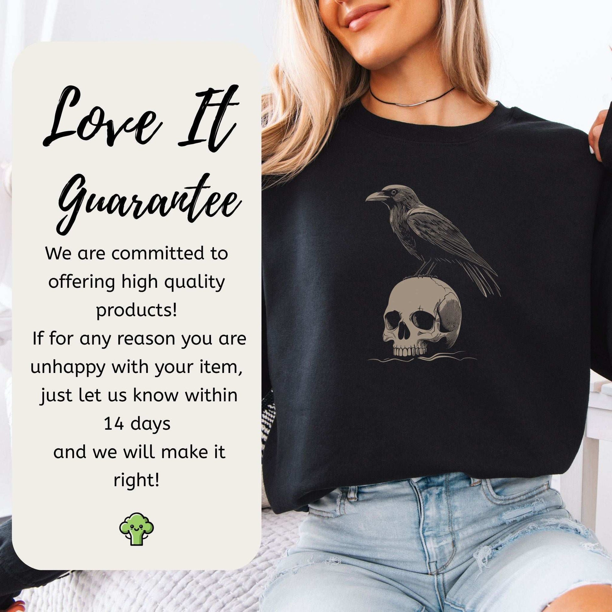 Raven on Skull Sweatshirt – Dark Art for Bold Souls