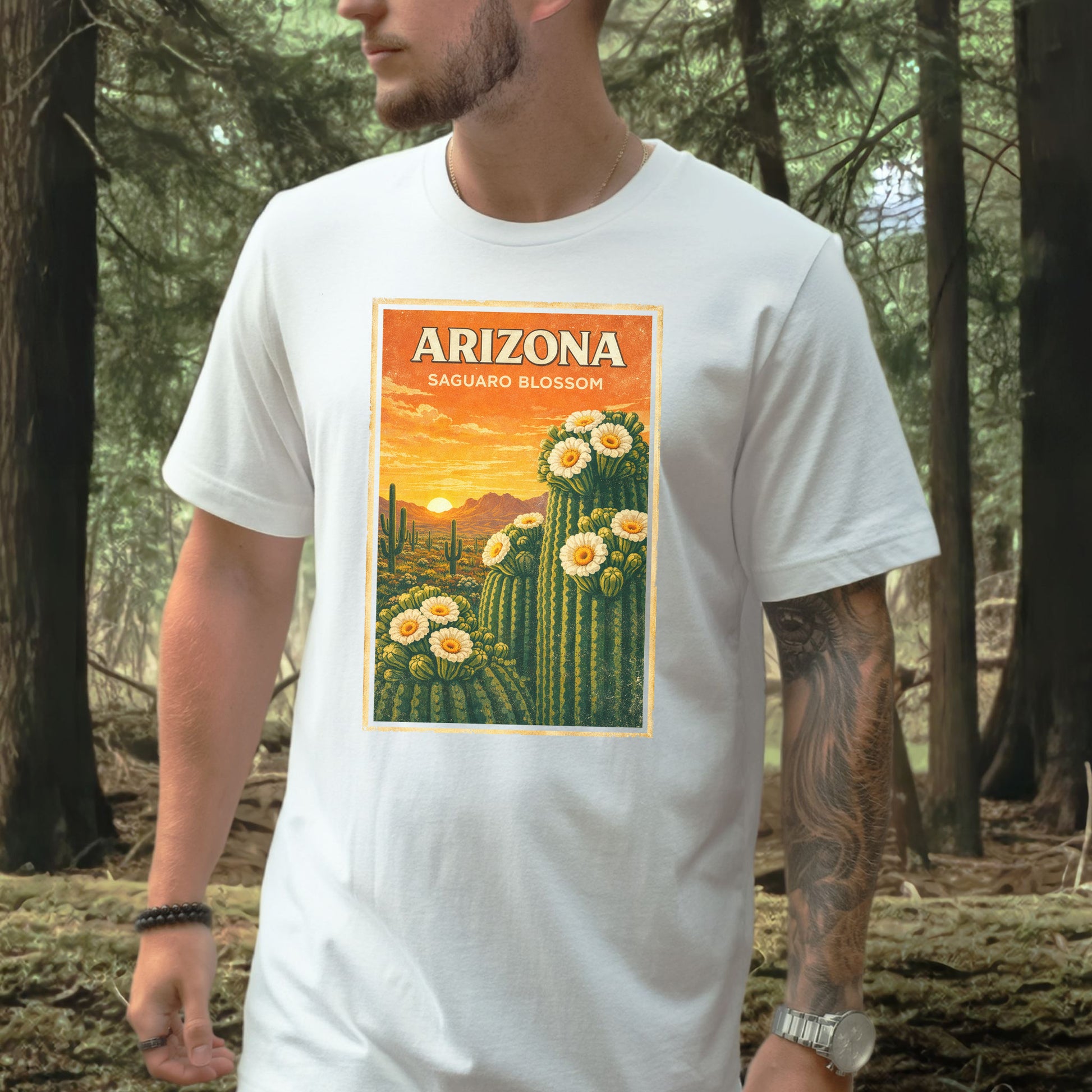 Arizona Saguaro Blossom Cactus Flower Desert Vintage Nature T-Shirt