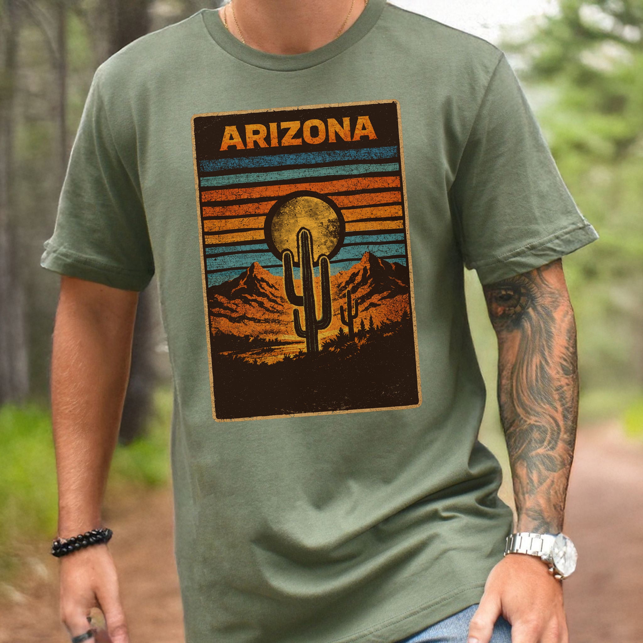 Arizona Cactus Desert Dreamer Saguaro Sunset Vintage Adventure T-Shirt