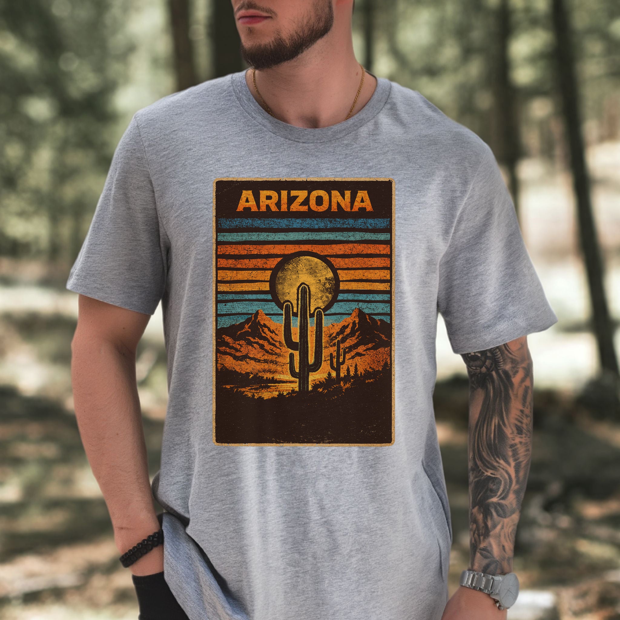 Arizona Cactus Desert Dreamer Saguaro Sunset Vintage Adventure T-Shirt