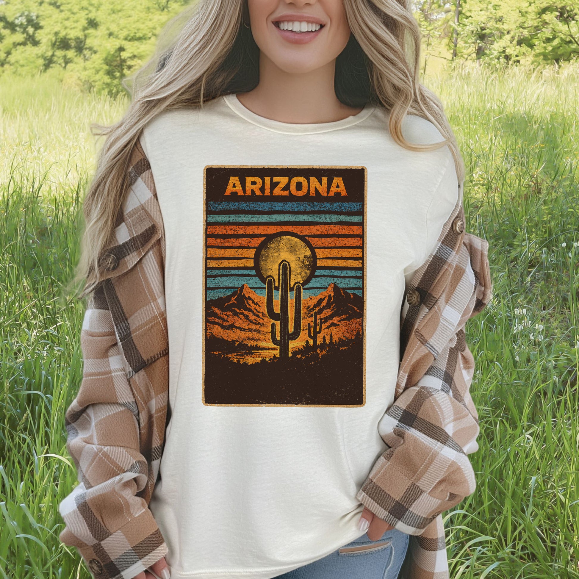 Arizona Cactus Desert Dreamer Saguaro Sunset Vintage Adventure T-Shirt
