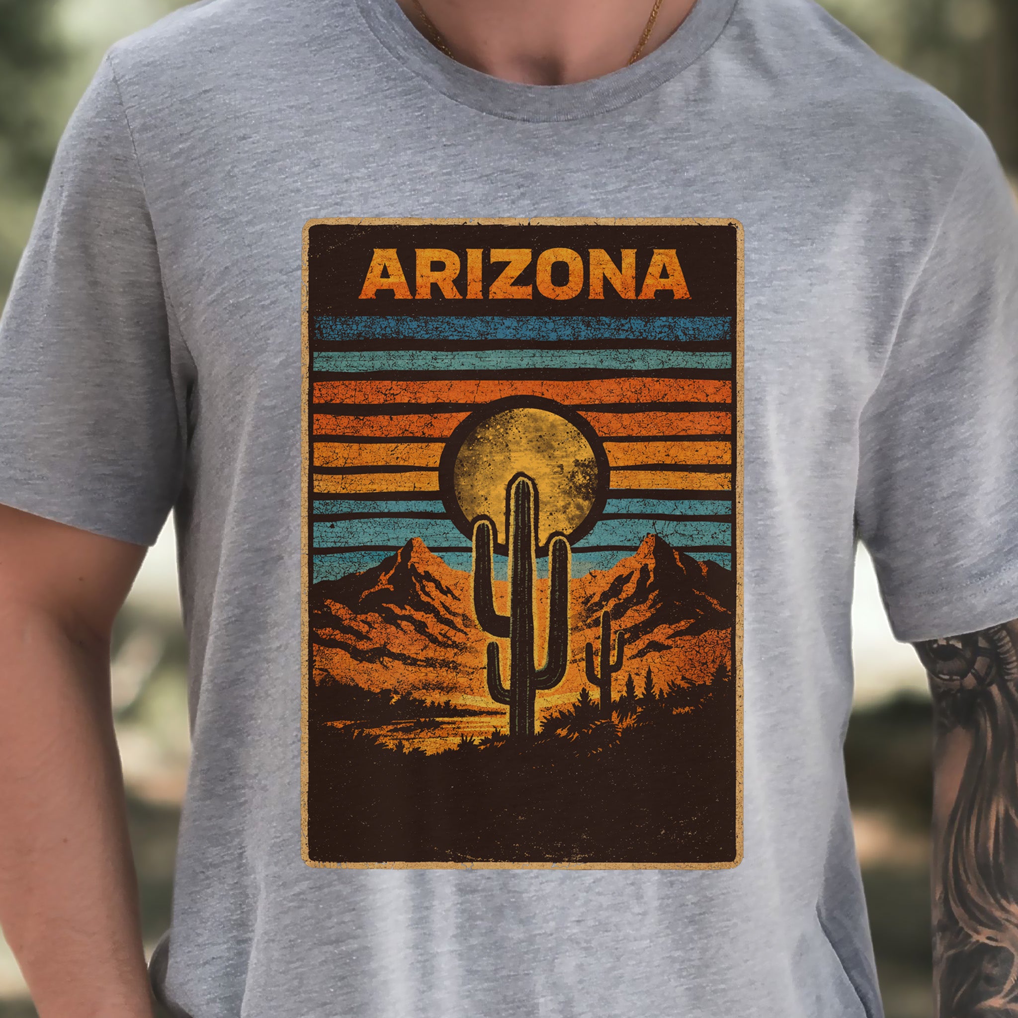Arizona Cactus Desert Dreamer Saguaro Sunset Vintage Adventure T-Shirt