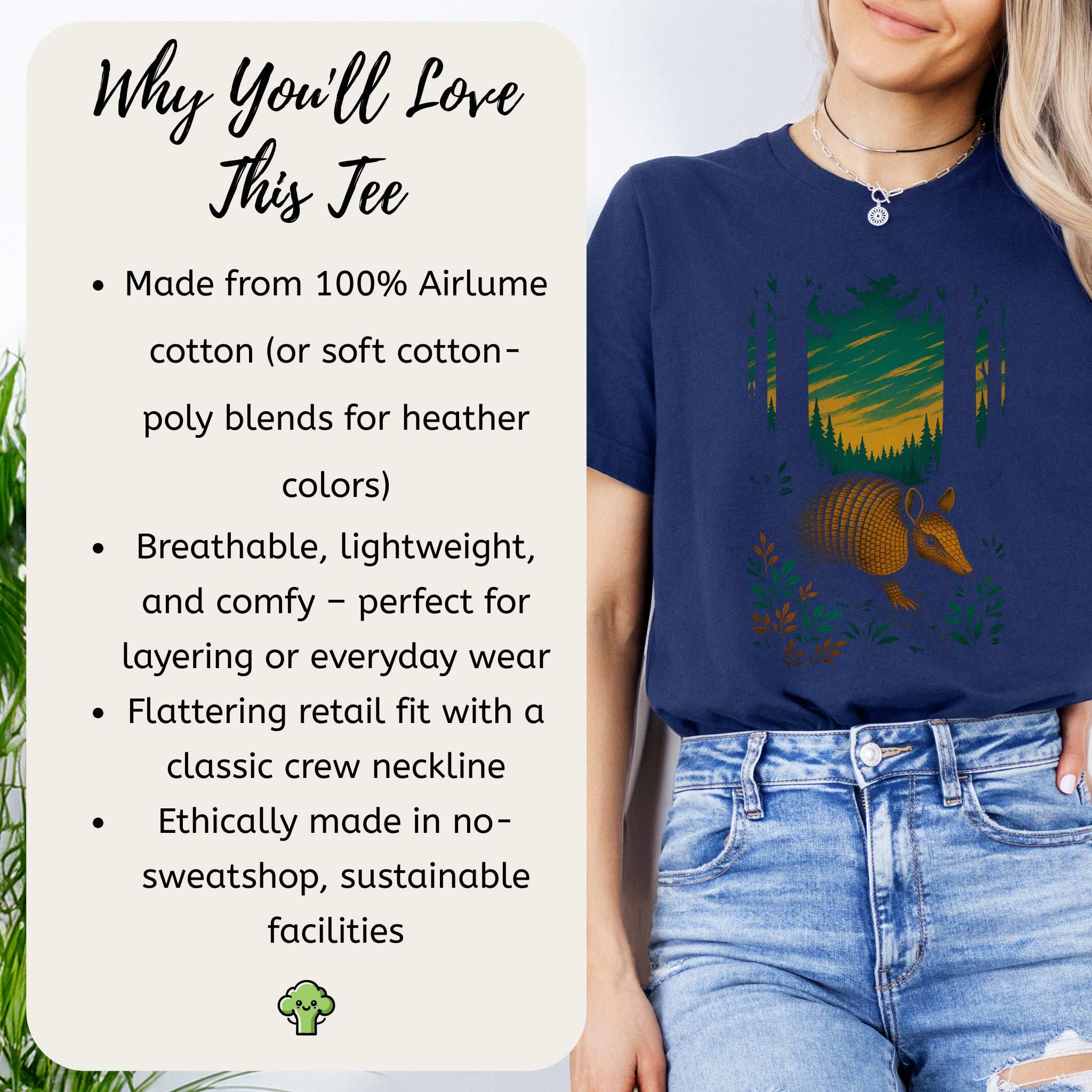 Armadillo Spirit Animal T-Shirt – Mystical Forest Totem Vibes