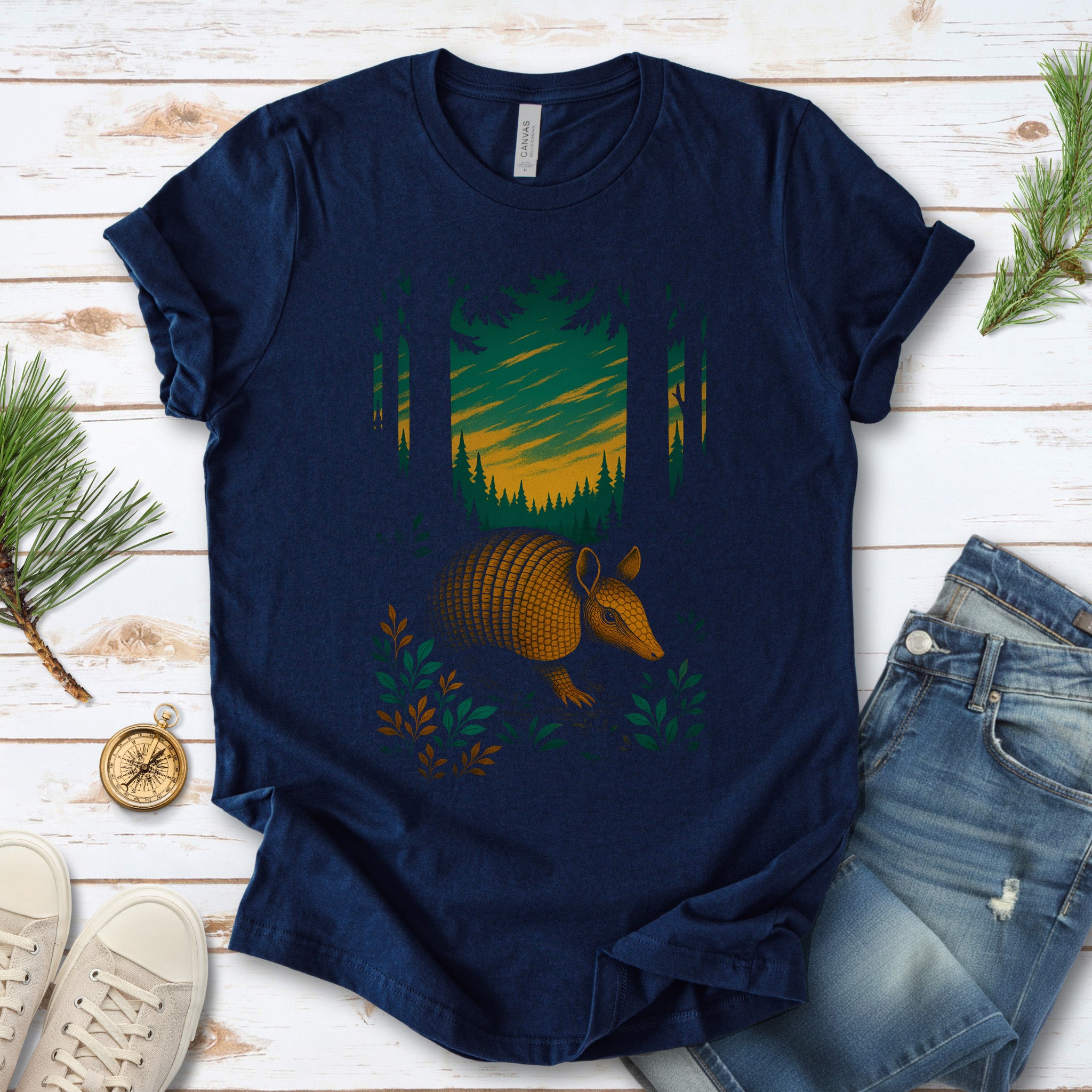 Armadillo Spirit Animal T-Shirt – Mystical Forest Totem Vibes