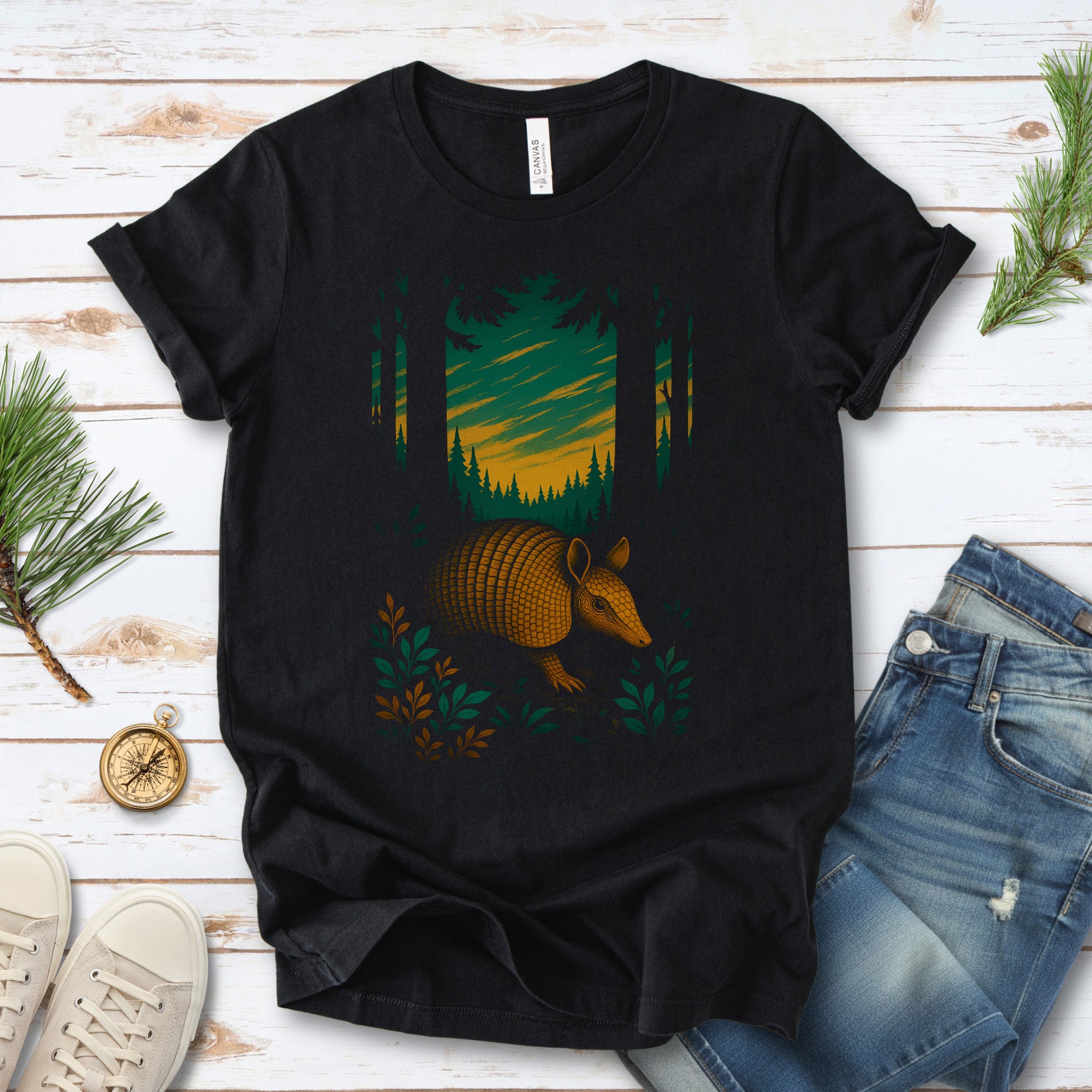 Armadillo Spirit Animal T-Shirt – Mystical Forest Totem Vibes