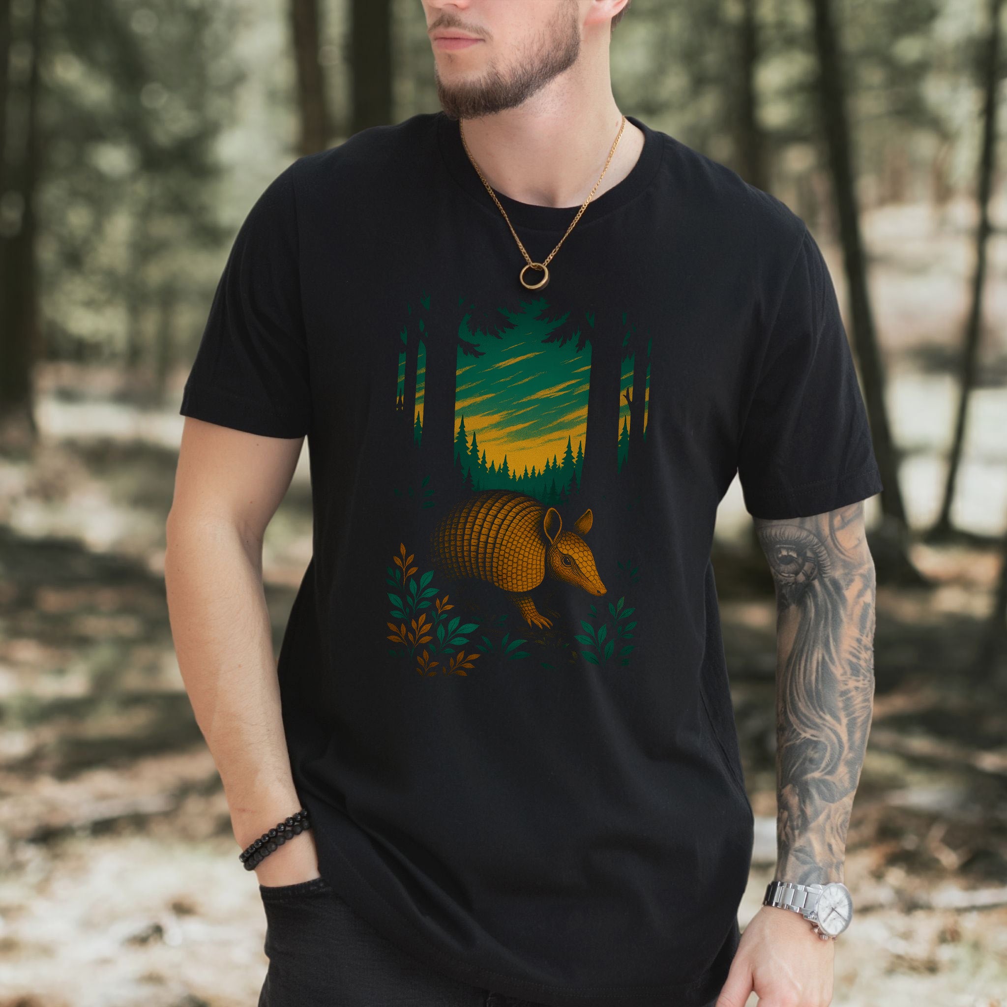 Armadillo Spirit Animal T-Shirt – Mystical Forest Totem Vibes