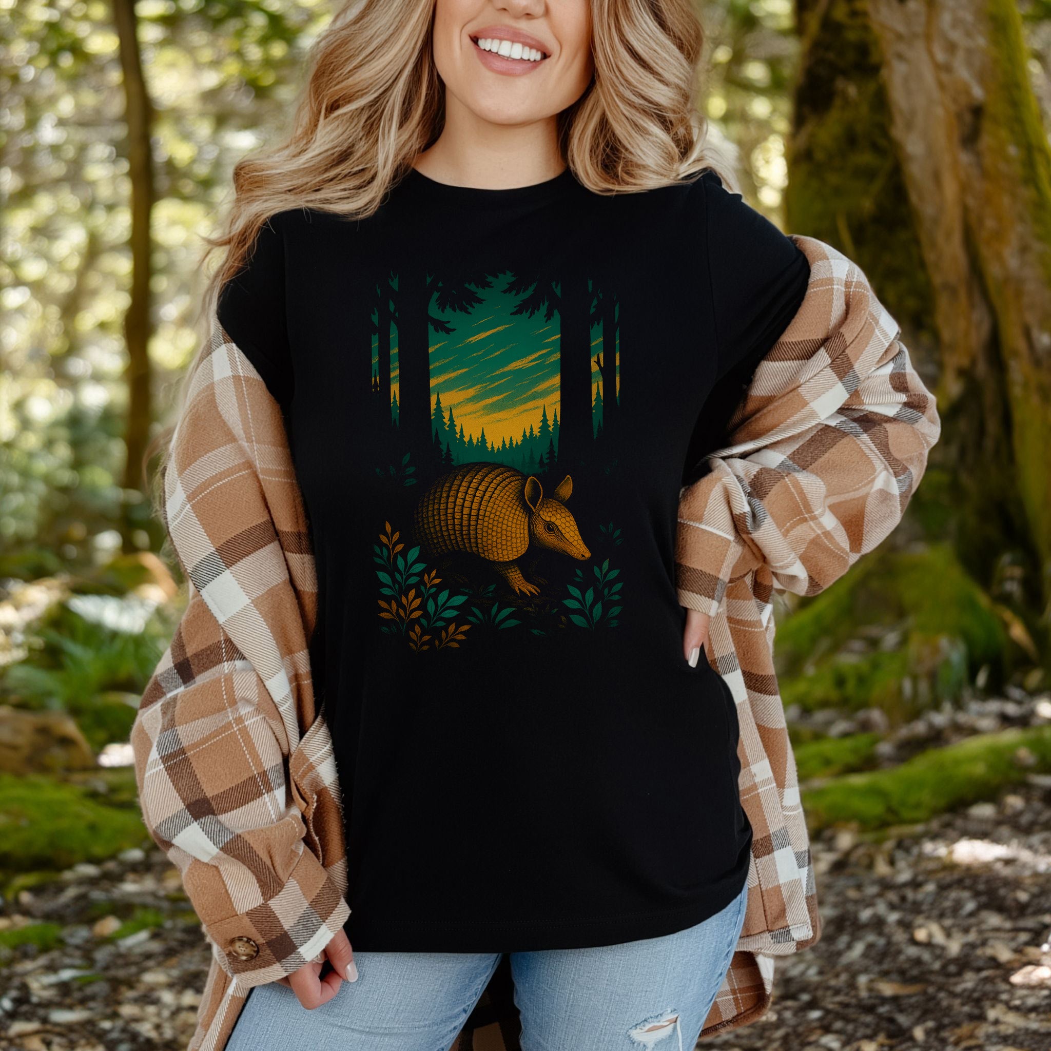 Armadillo Spirit Animal T-Shirt – Mystical Forest Totem Vibes