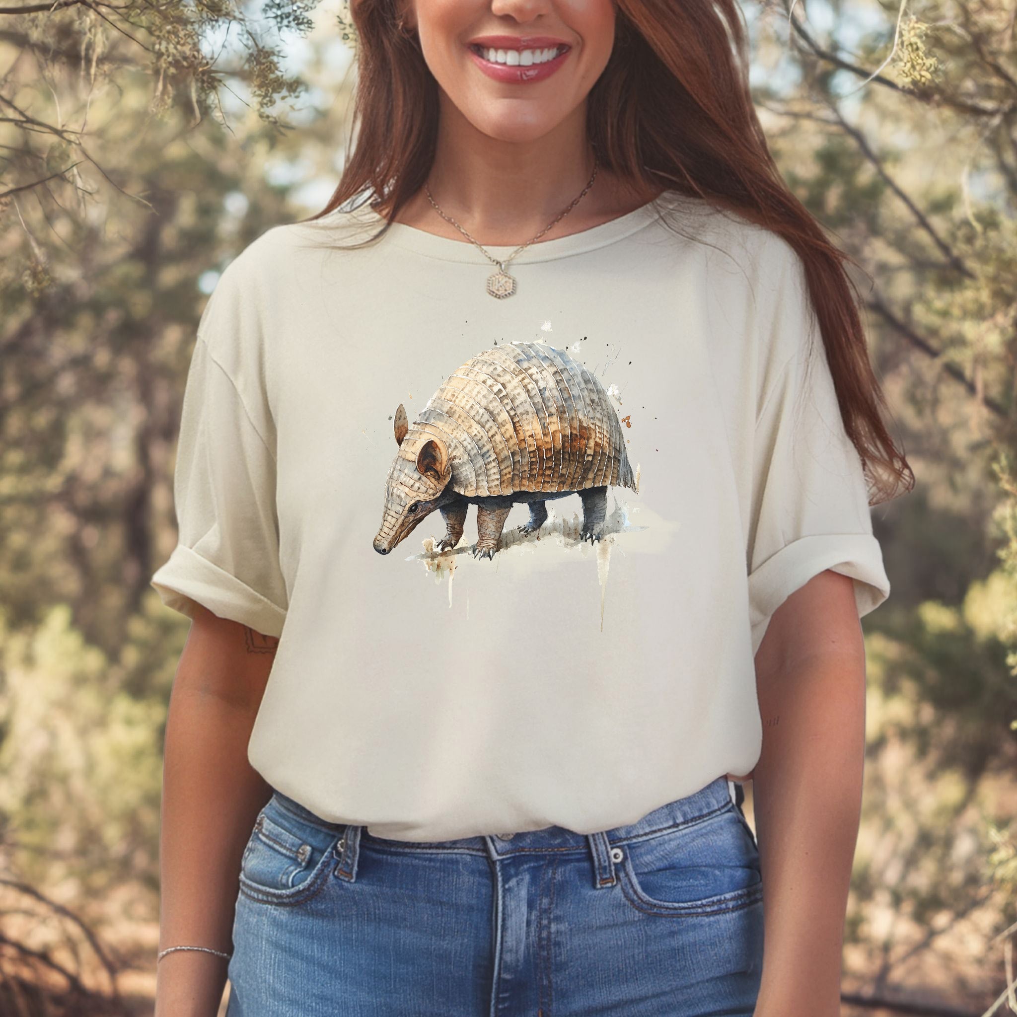 Watercolor Armadillo T-Shirt – Vintage Wildlife Art Tee