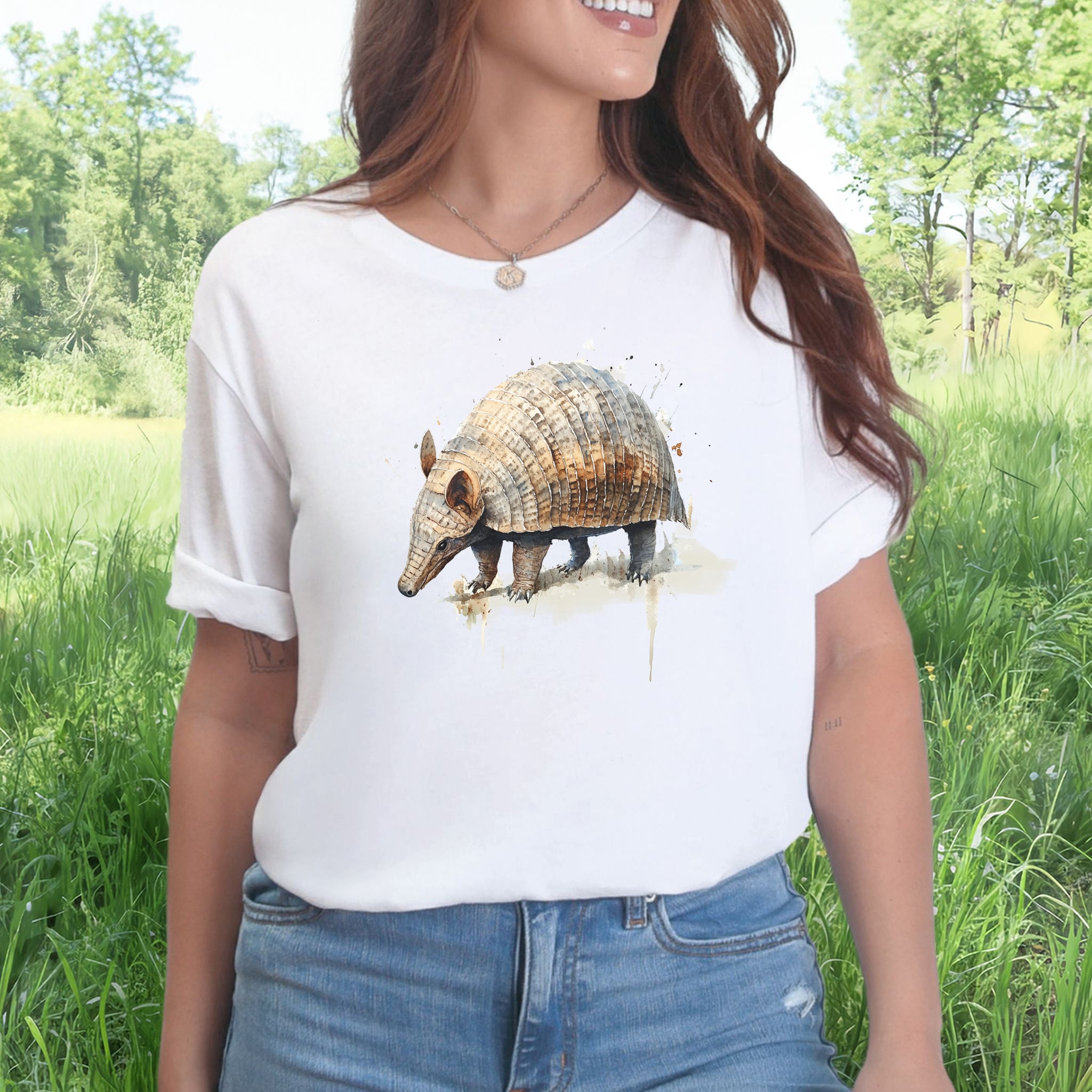 Watercolor Armadillo T-Shirt – Vintage Wildlife Art Tee