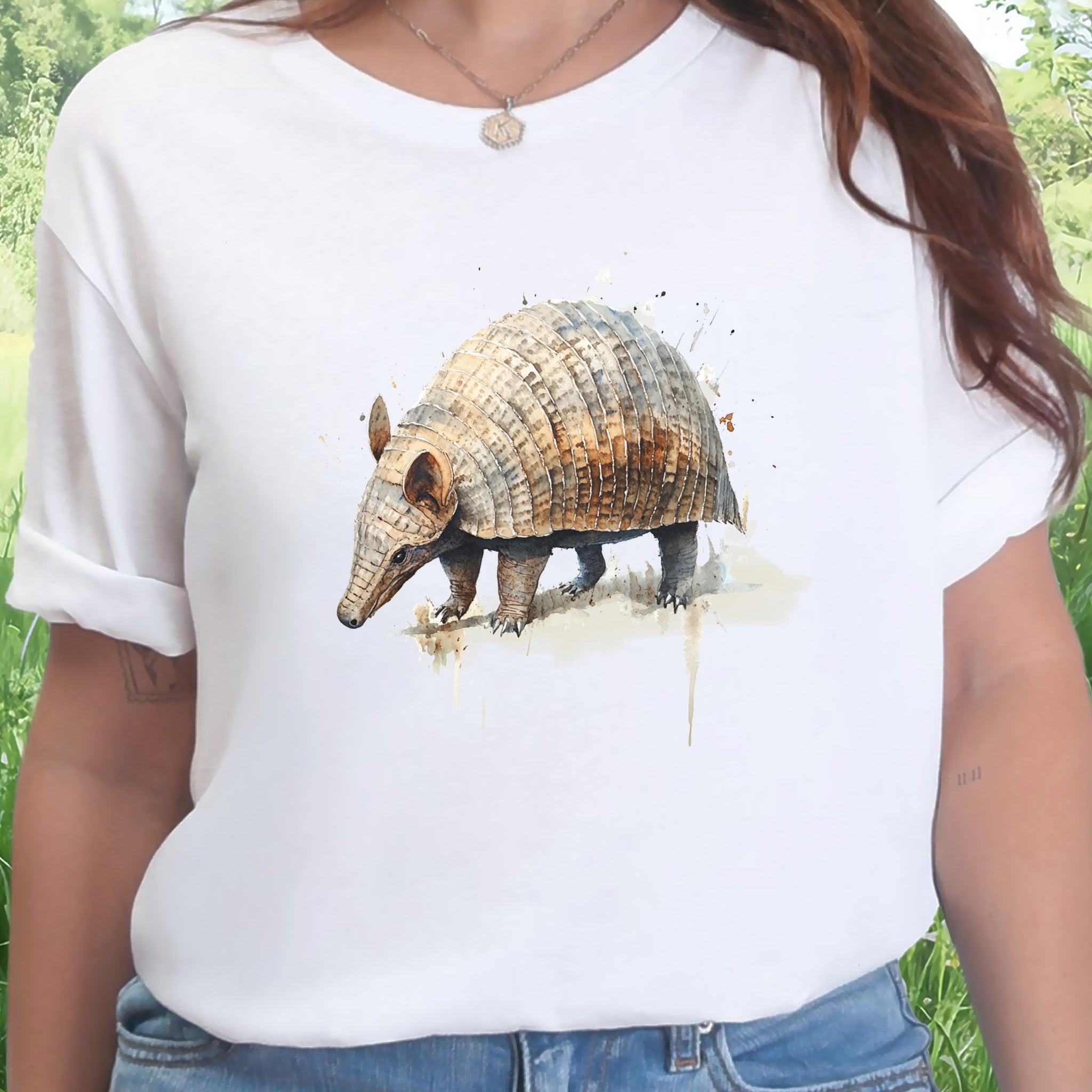 Watercolor Armadillo T-Shirt – Vintage Wildlife Art Tee