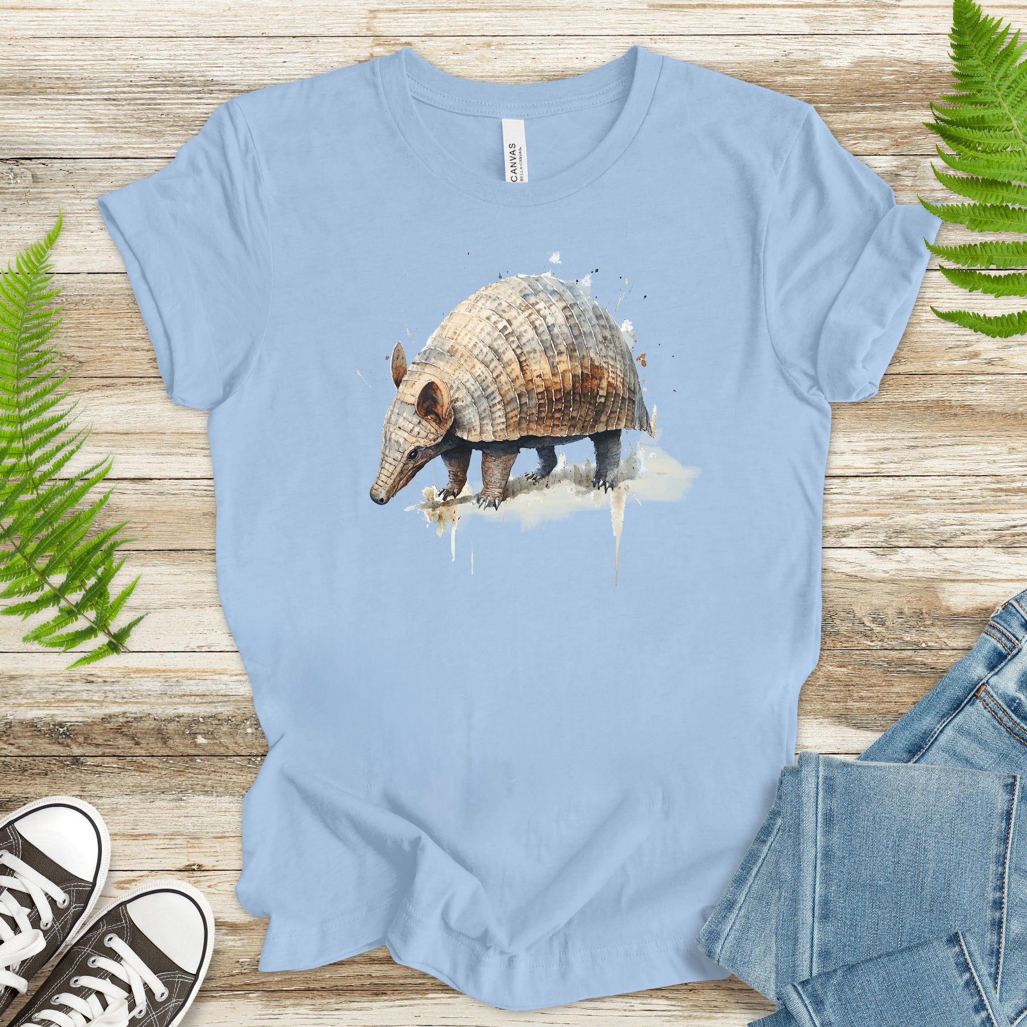 Watercolor Armadillo T-Shirt – Vintage Wildlife Art Tee