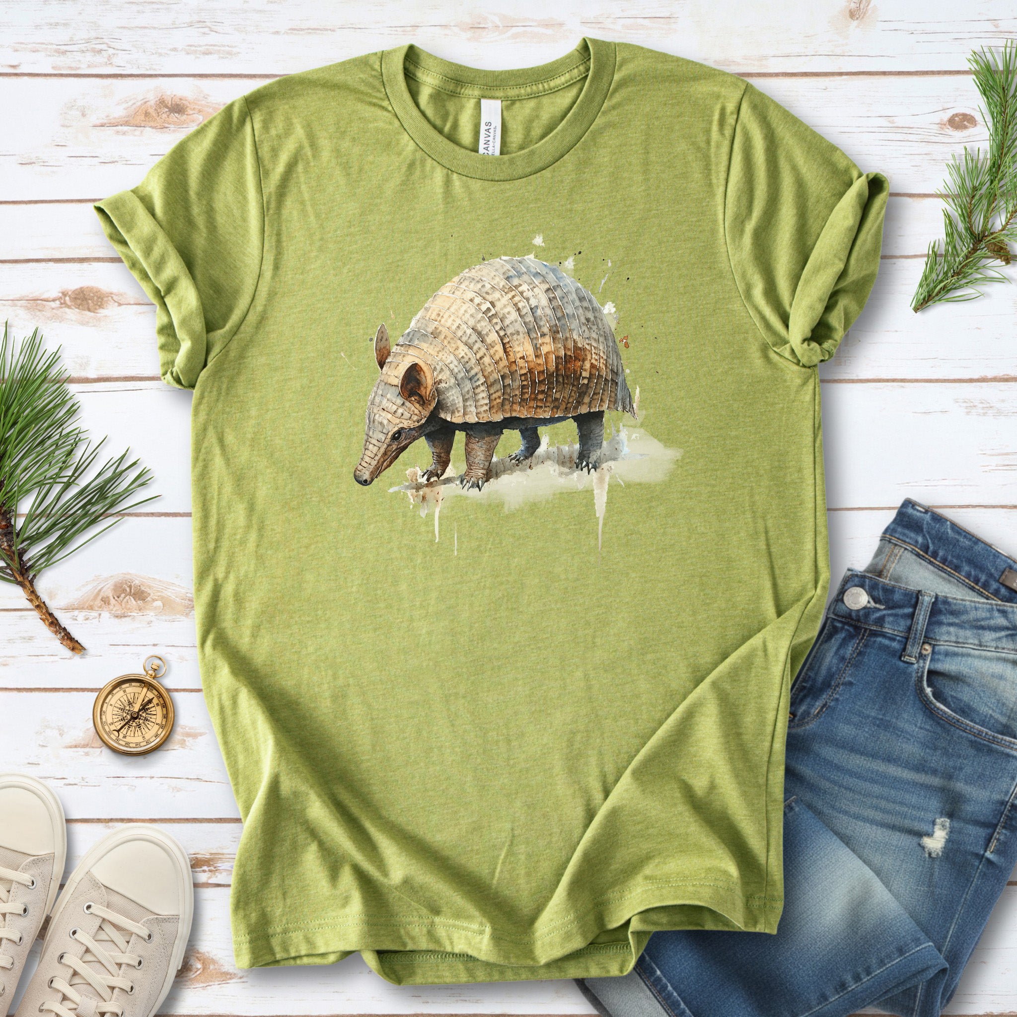 Watercolor Armadillo T-Shirt – Vintage Wildlife Art Tee