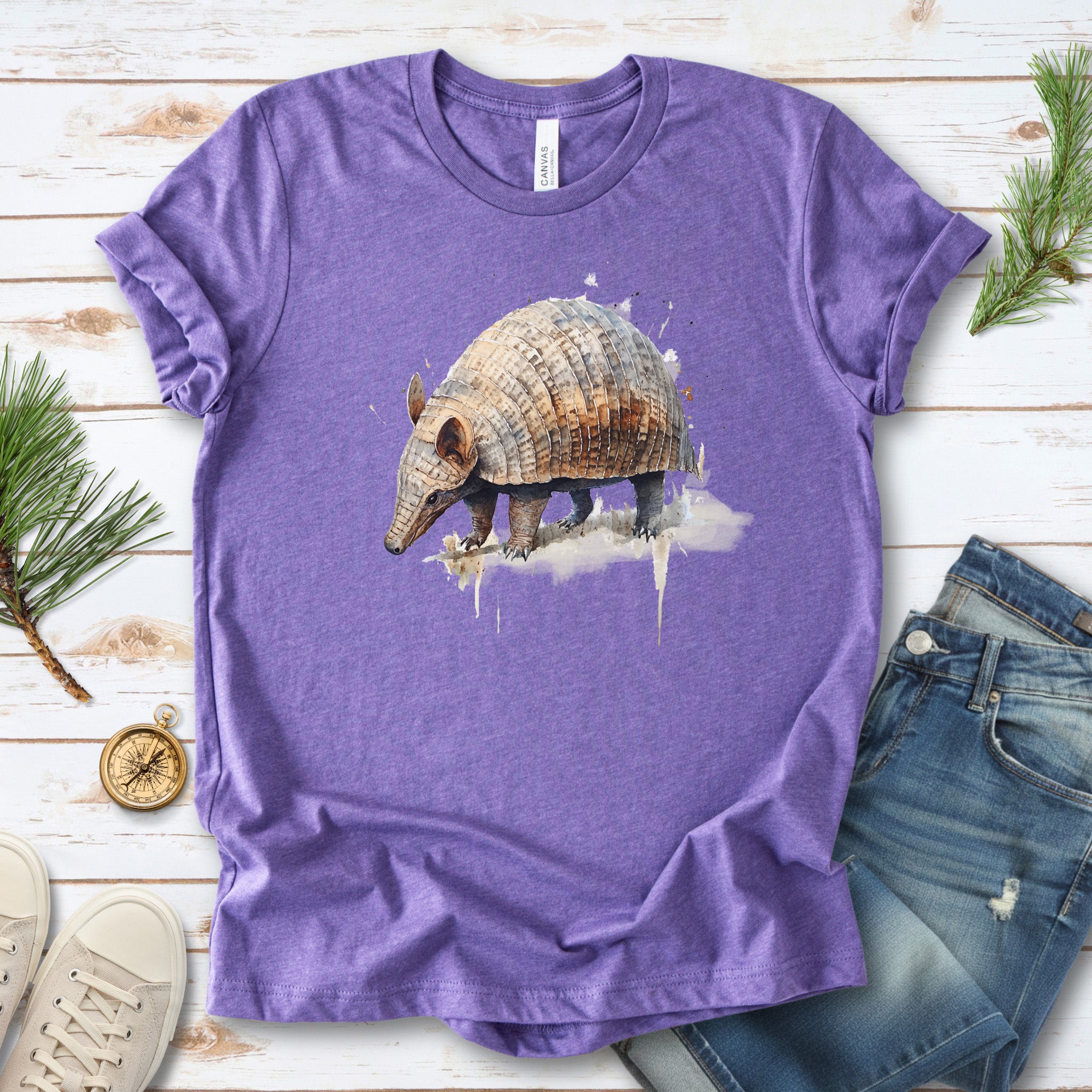 Watercolor Armadillo T-Shirt – Vintage Wildlife Art Tee