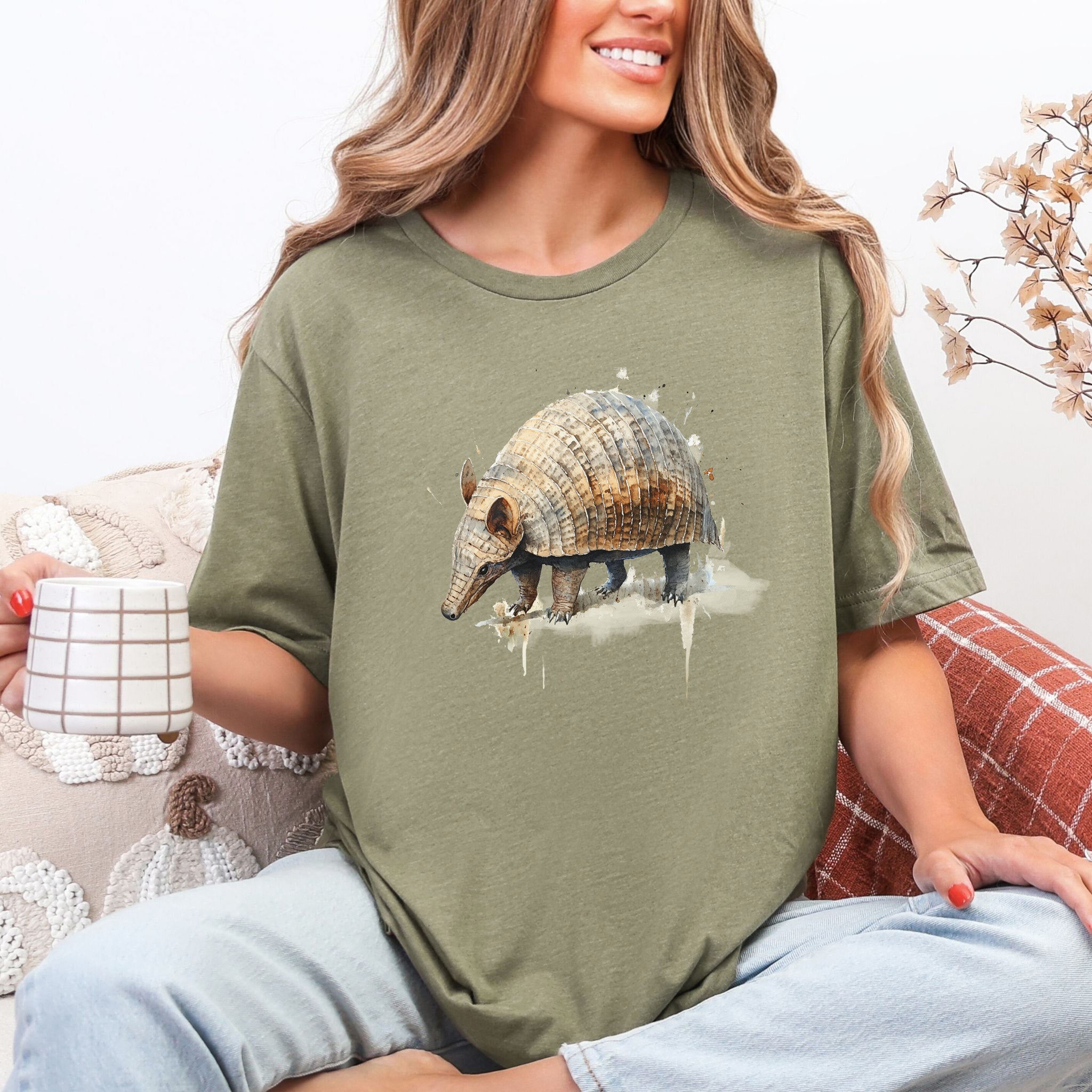 Watercolor Armadillo T-Shirt – Vintage Wildlife Art Tee