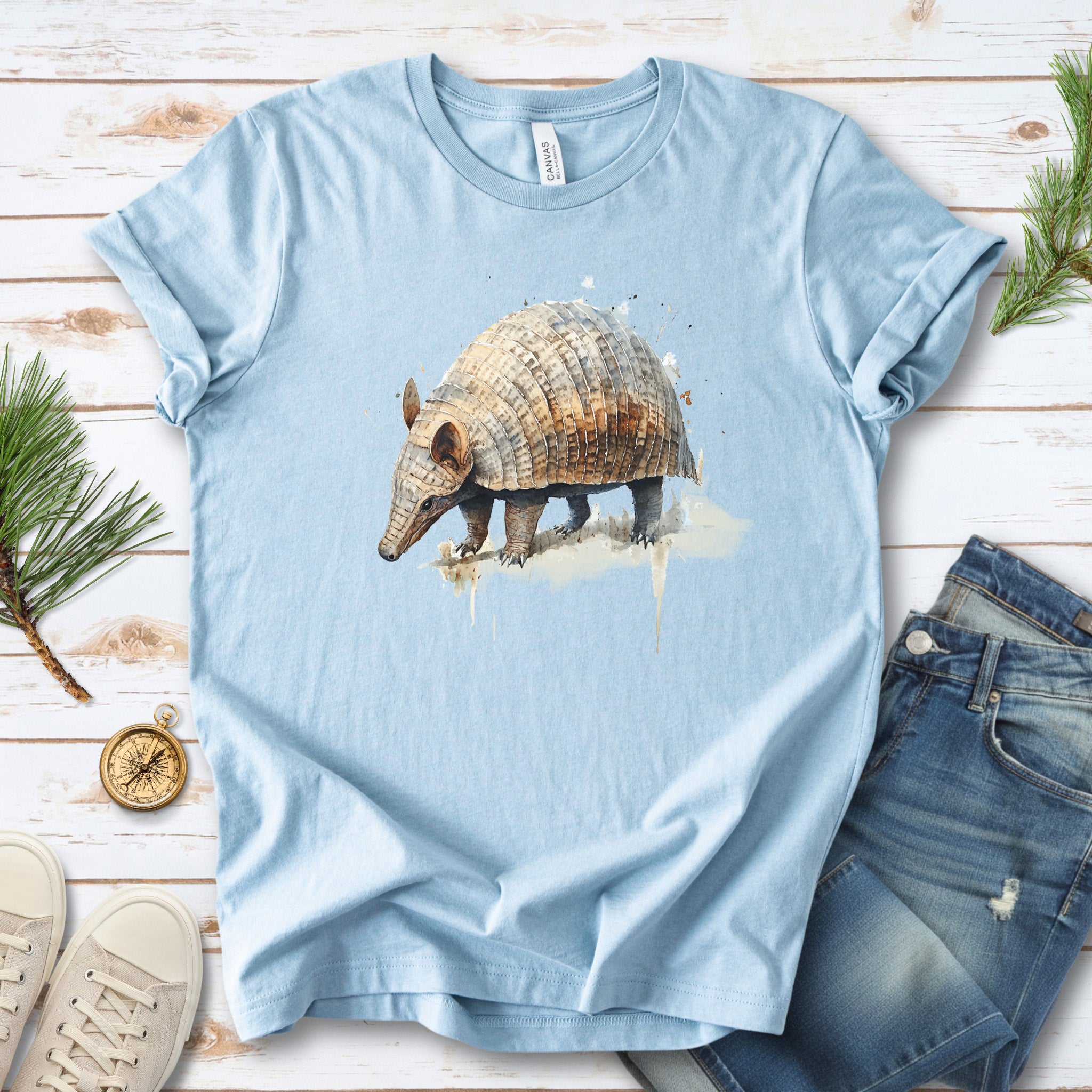 Watercolor Armadillo T-Shirt – Vintage Wildlife Art Tee