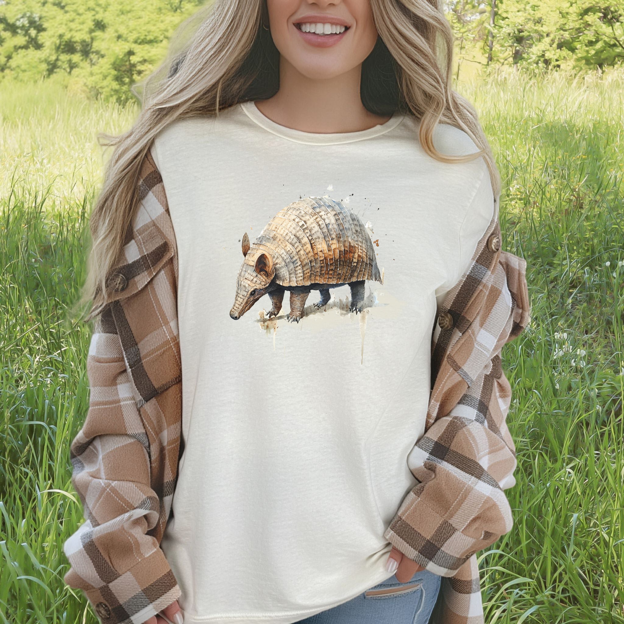 Watercolor Armadillo T-Shirt – Vintage Wildlife Art Tee