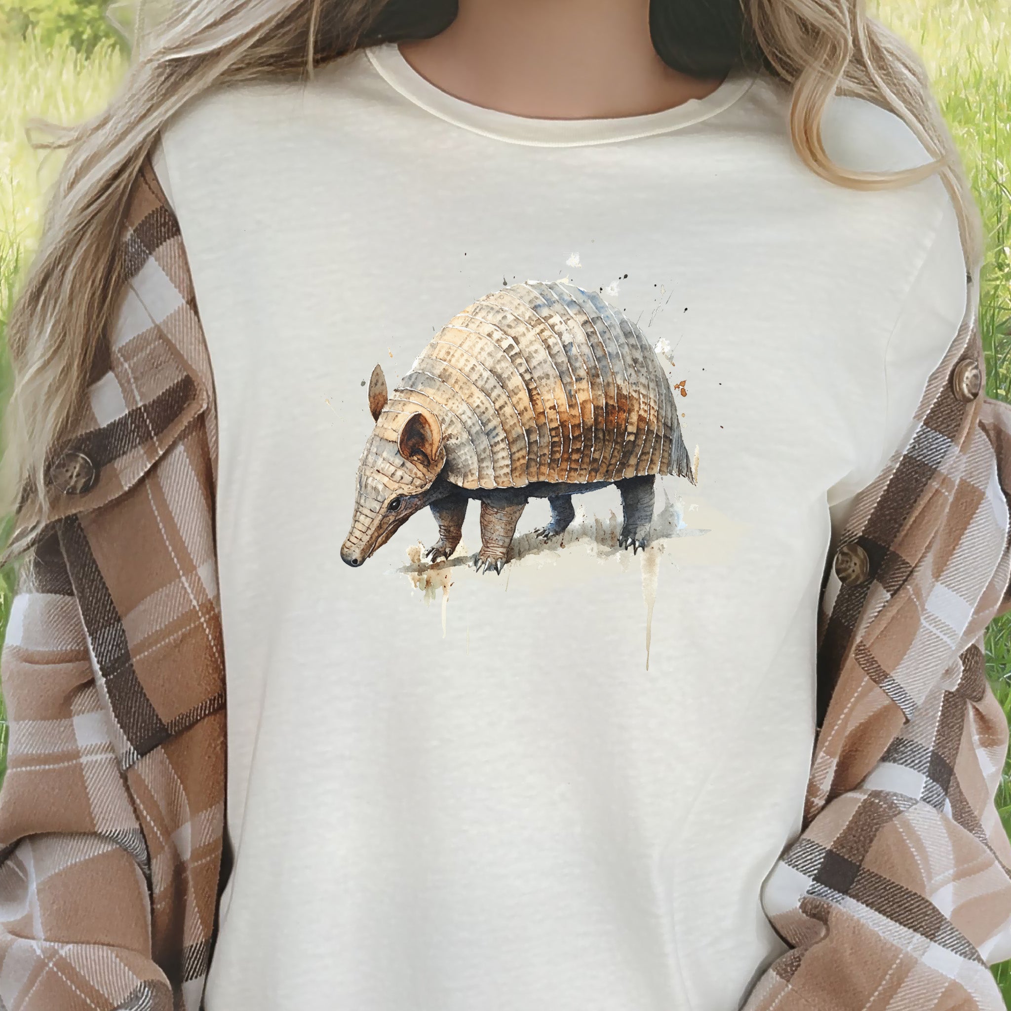 Watercolor Armadillo T-Shirt – Vintage Wildlife Art Tee