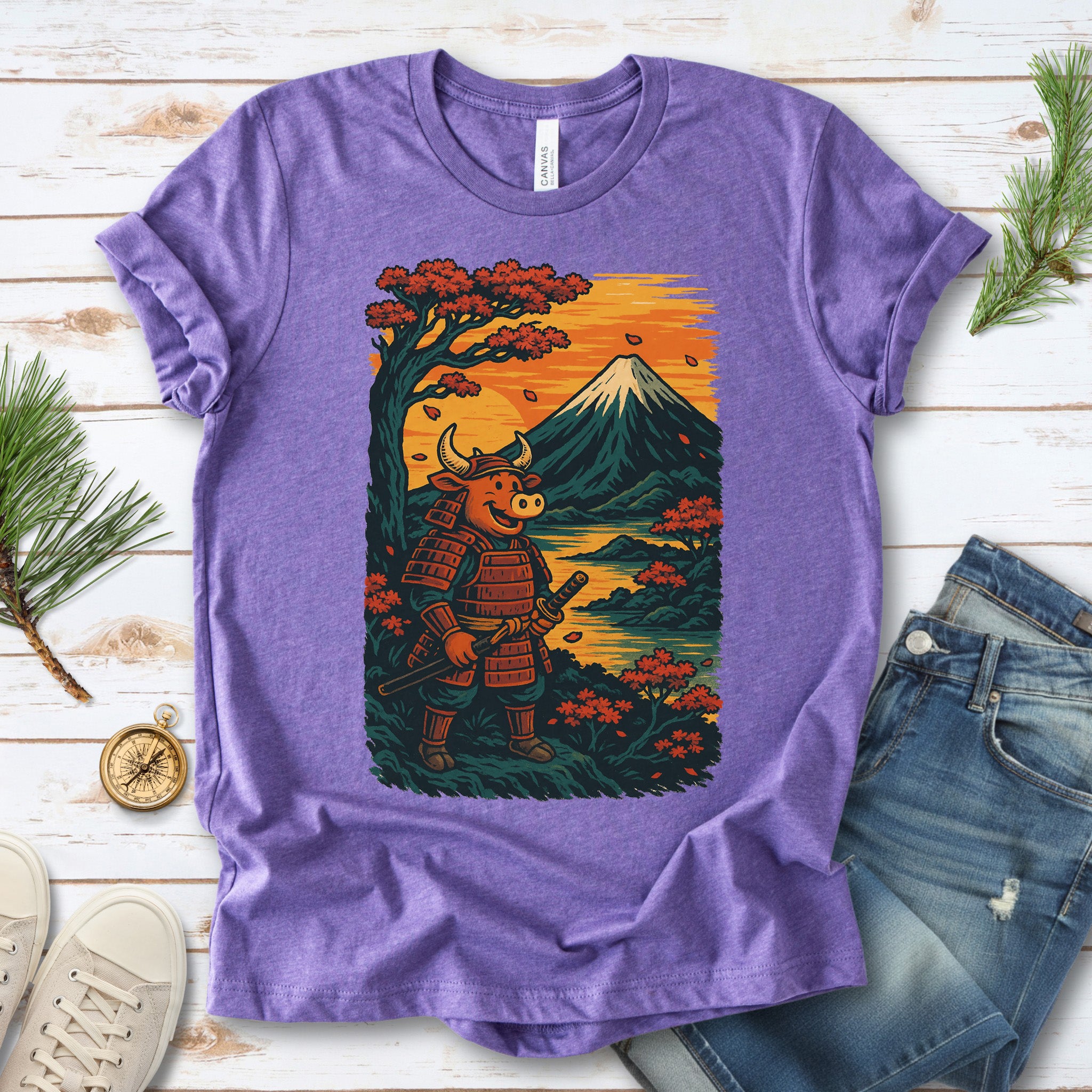 Samurai Bull T-Shirt – Bold Retro Japanese Warrior Tee