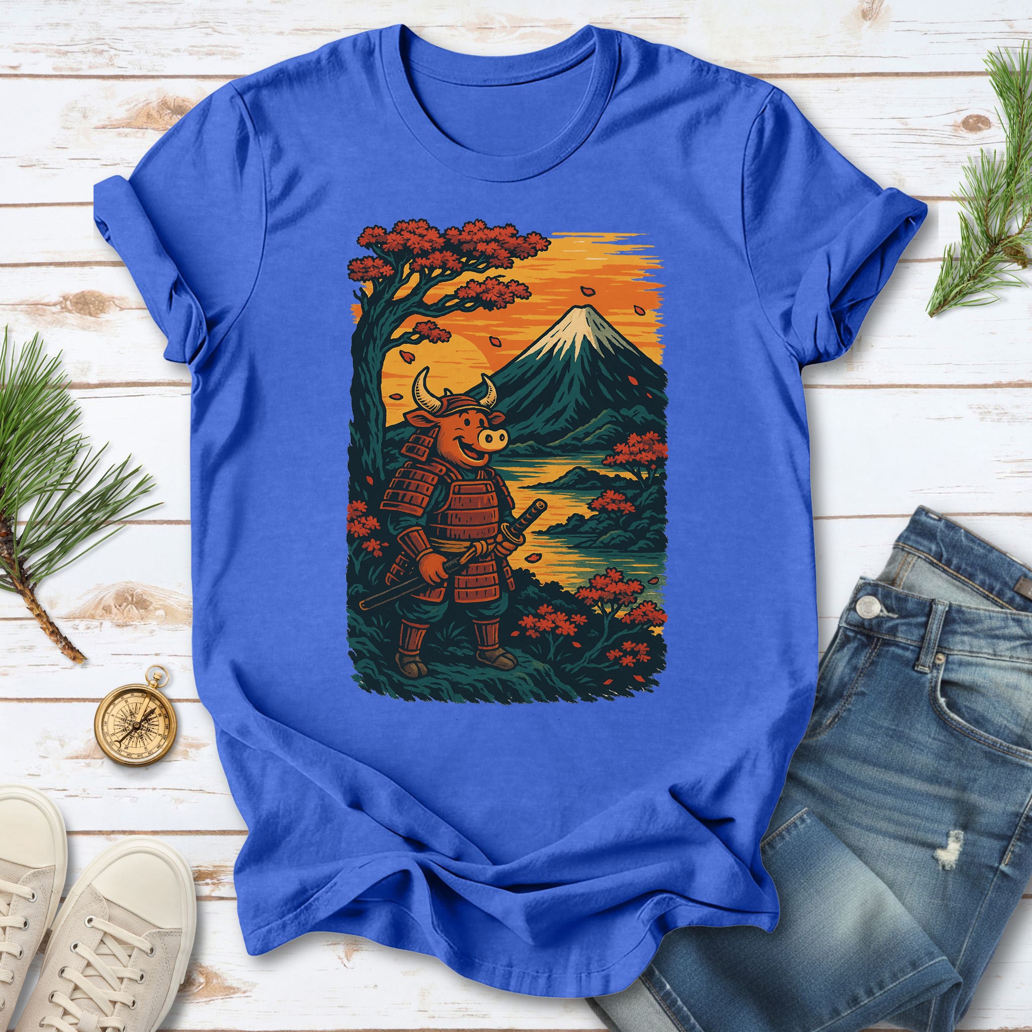 Samurai Bull T-Shirt – Bold Retro Japanese Warrior Tee