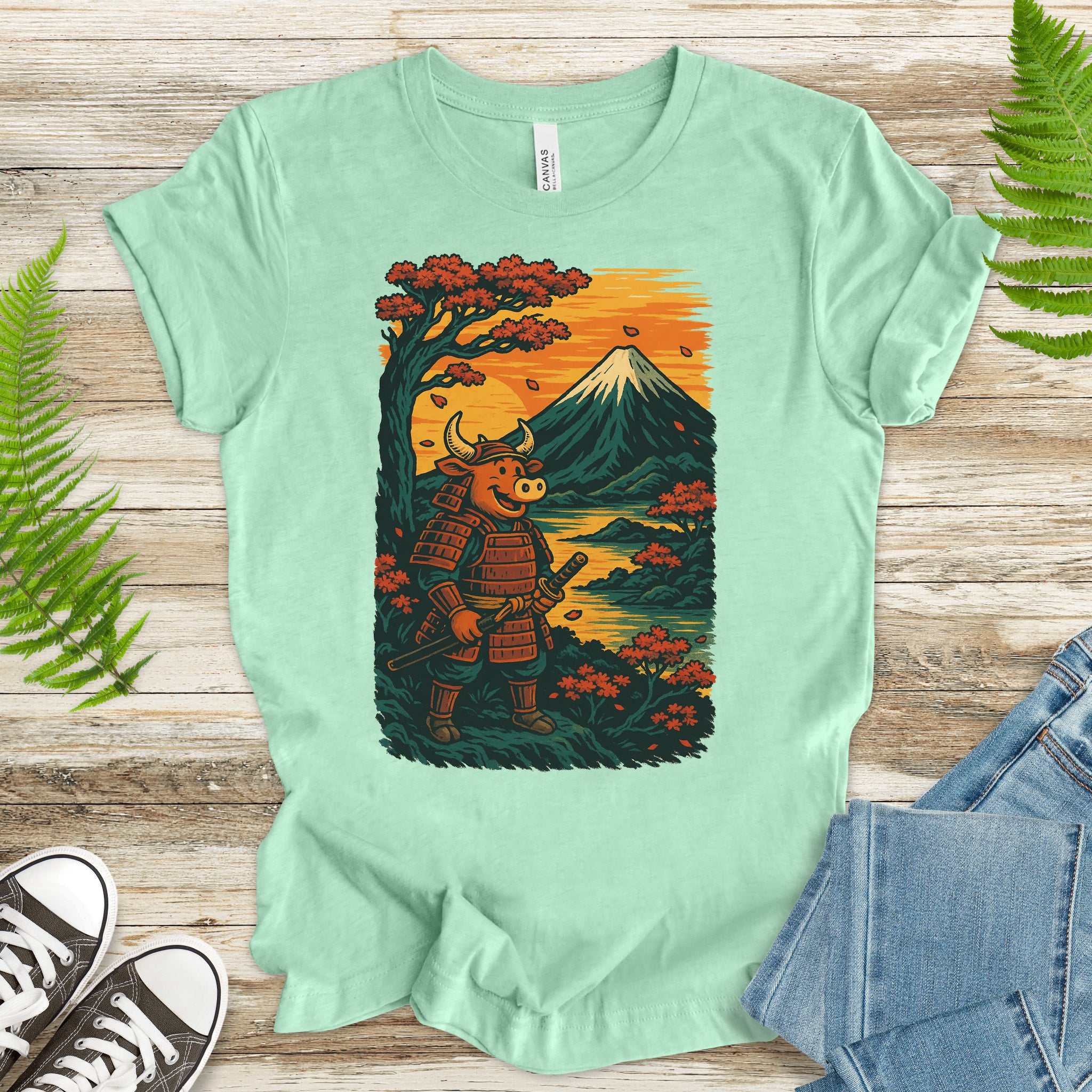 Samurai Bull T-Shirt – Bold Retro Japanese Warrior Tee