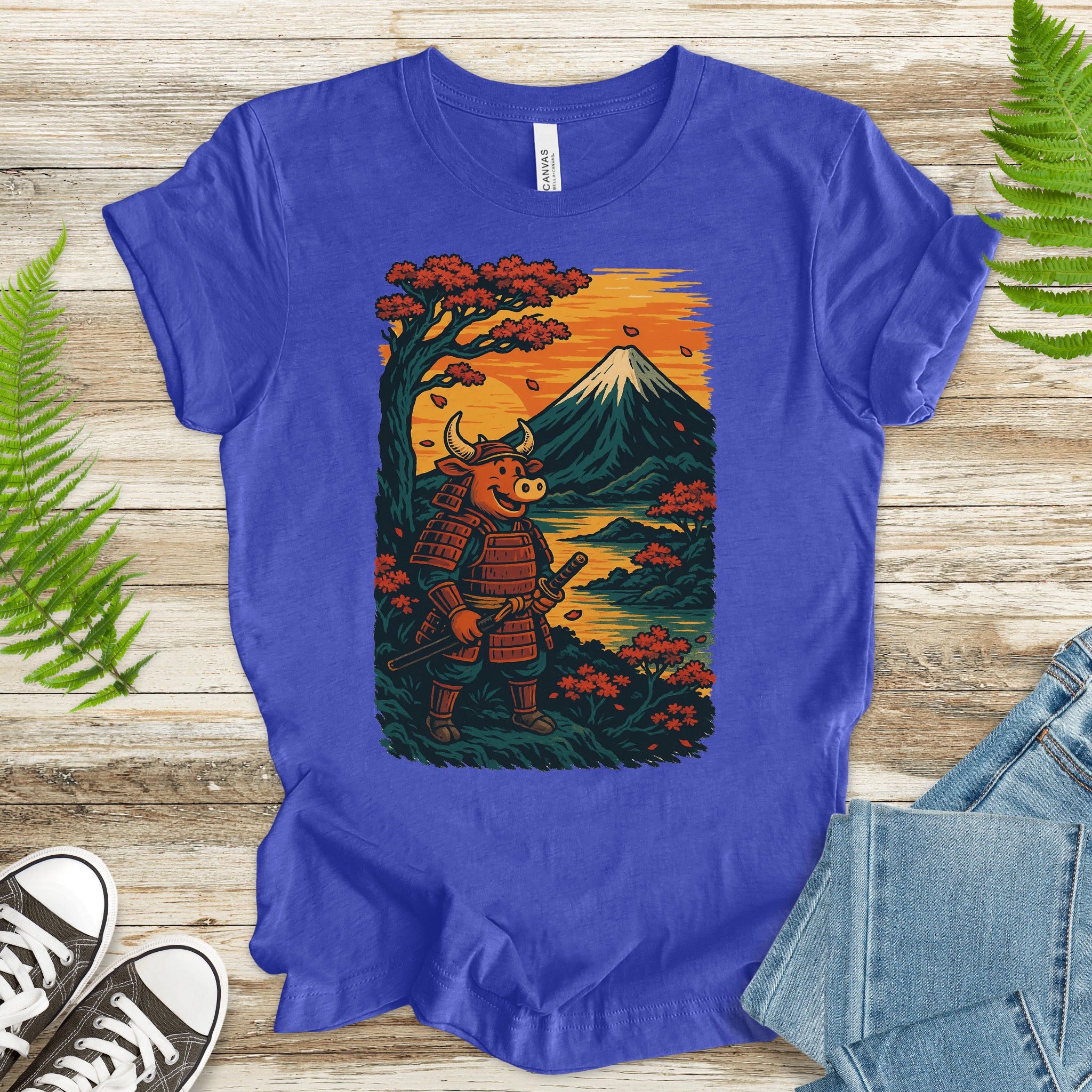 Samurai Bull T-Shirt – Bold Retro Japanese Warrior Tee