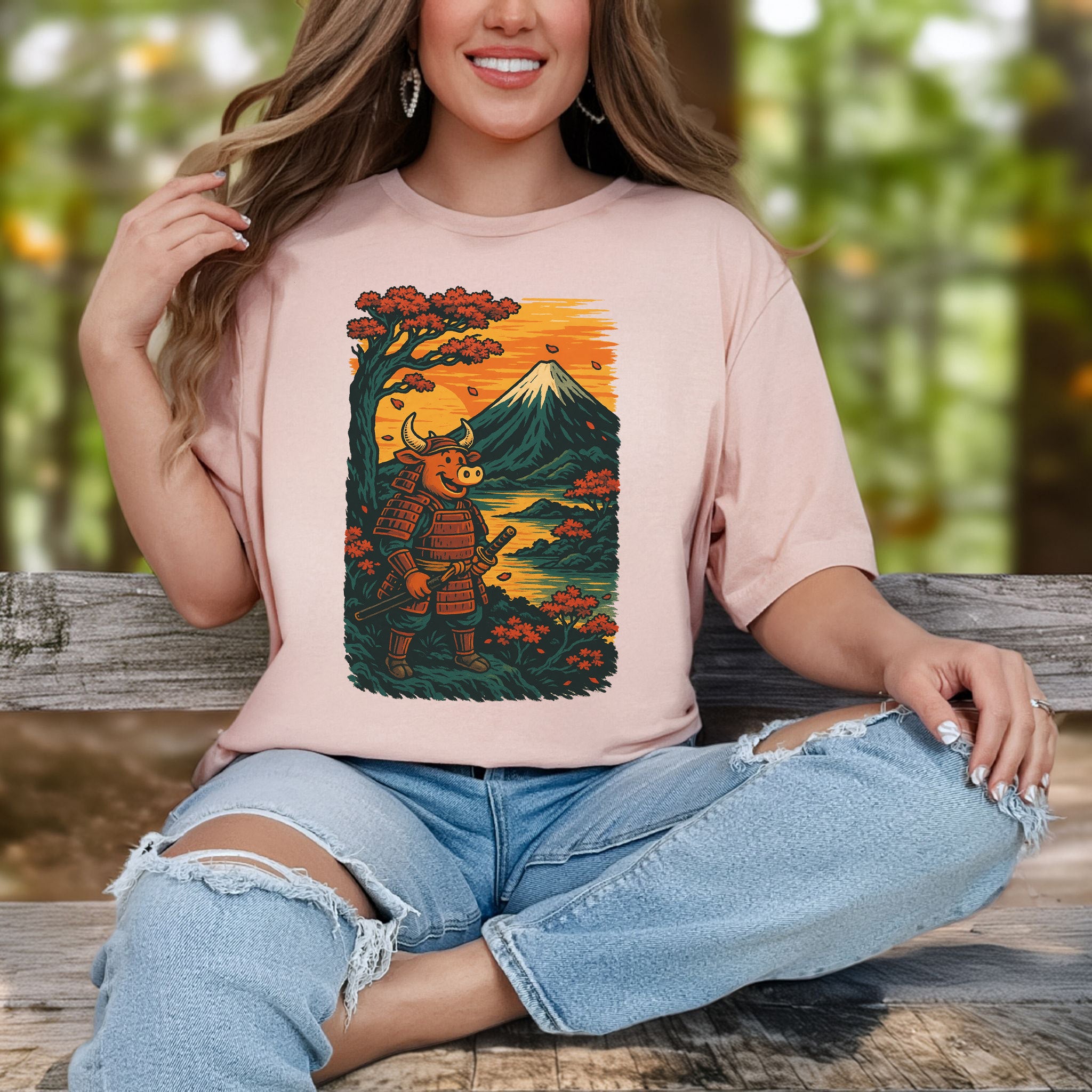 Samurai Bull T-Shirt – Bold Retro Japanese Warrior Tee