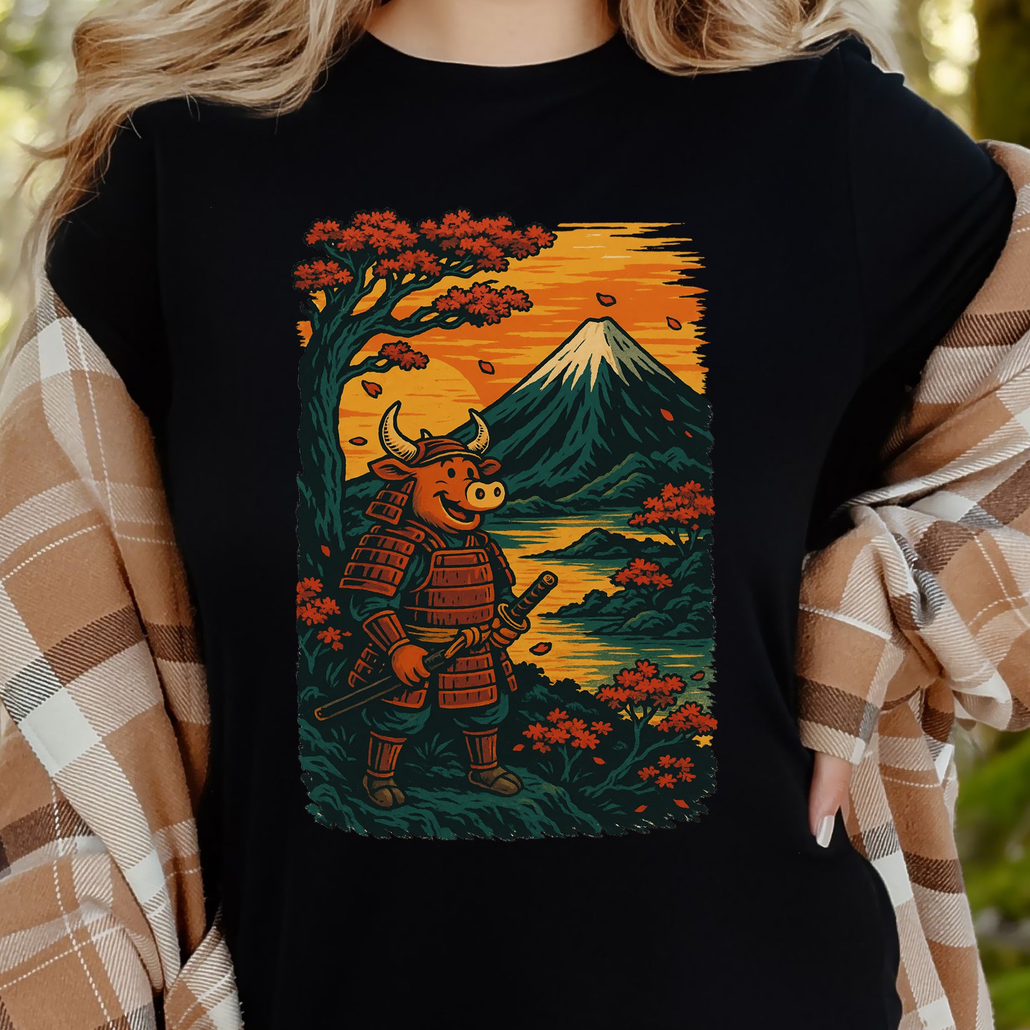 Samurai Bull T-Shirt – Bold Retro Japanese Warrior Tee