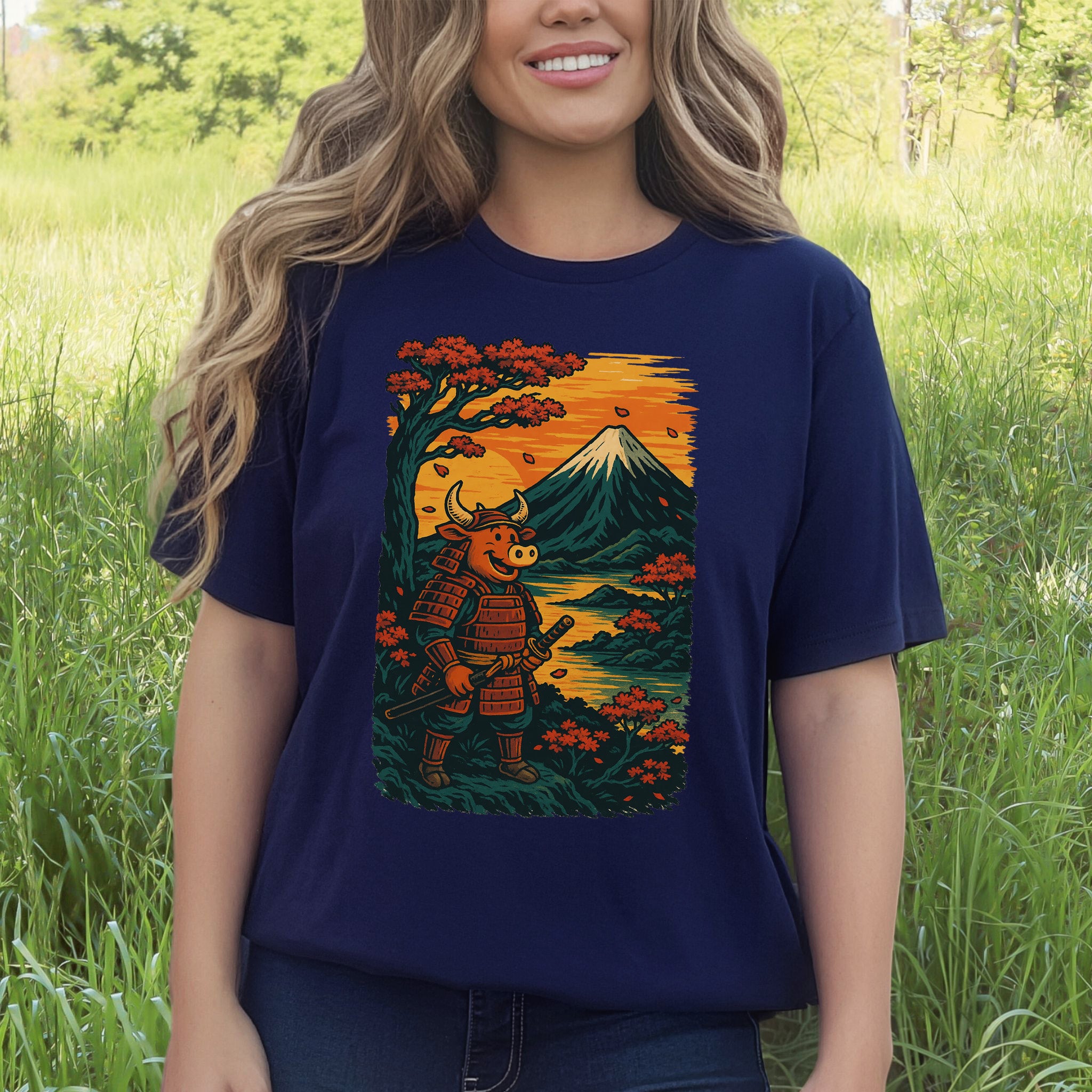 Samurai Bull T-Shirt – Bold Retro Japanese Warrior Tee