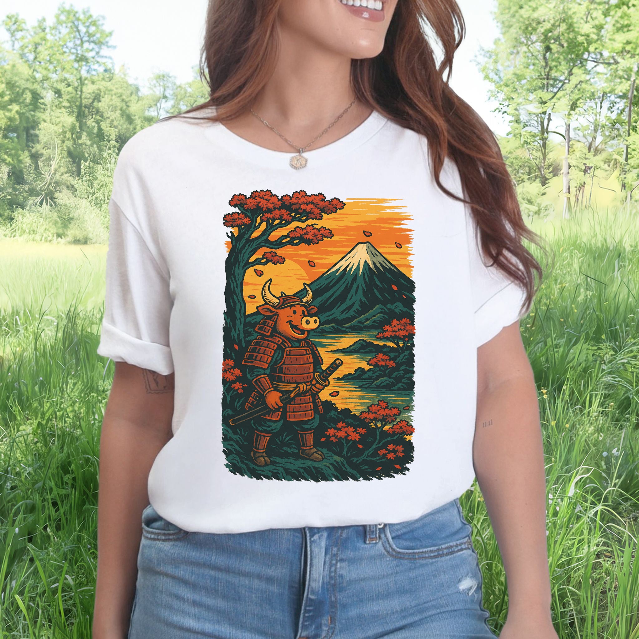 Samurai Bull T-Shirt – Bold Retro Japanese Warrior Tee
