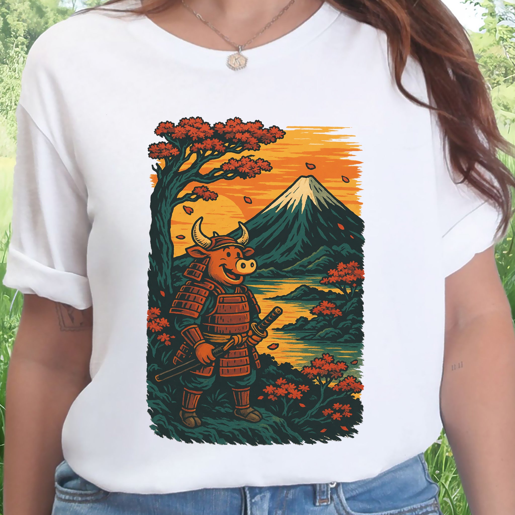 Samurai Bull T-Shirt – Bold Retro Japanese Warrior Tee