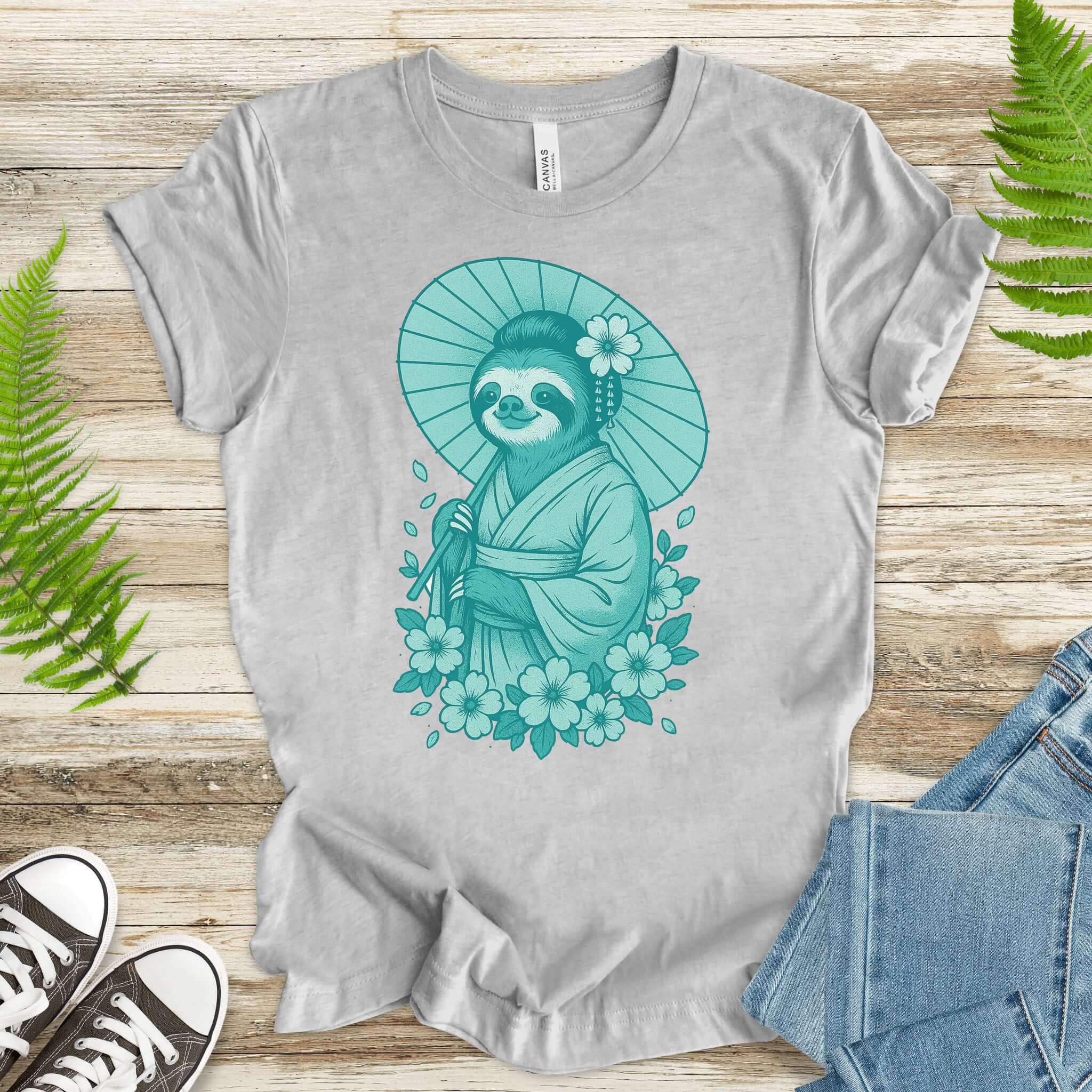 Elegant Sloth Geisha Japanese Style T-Shirt