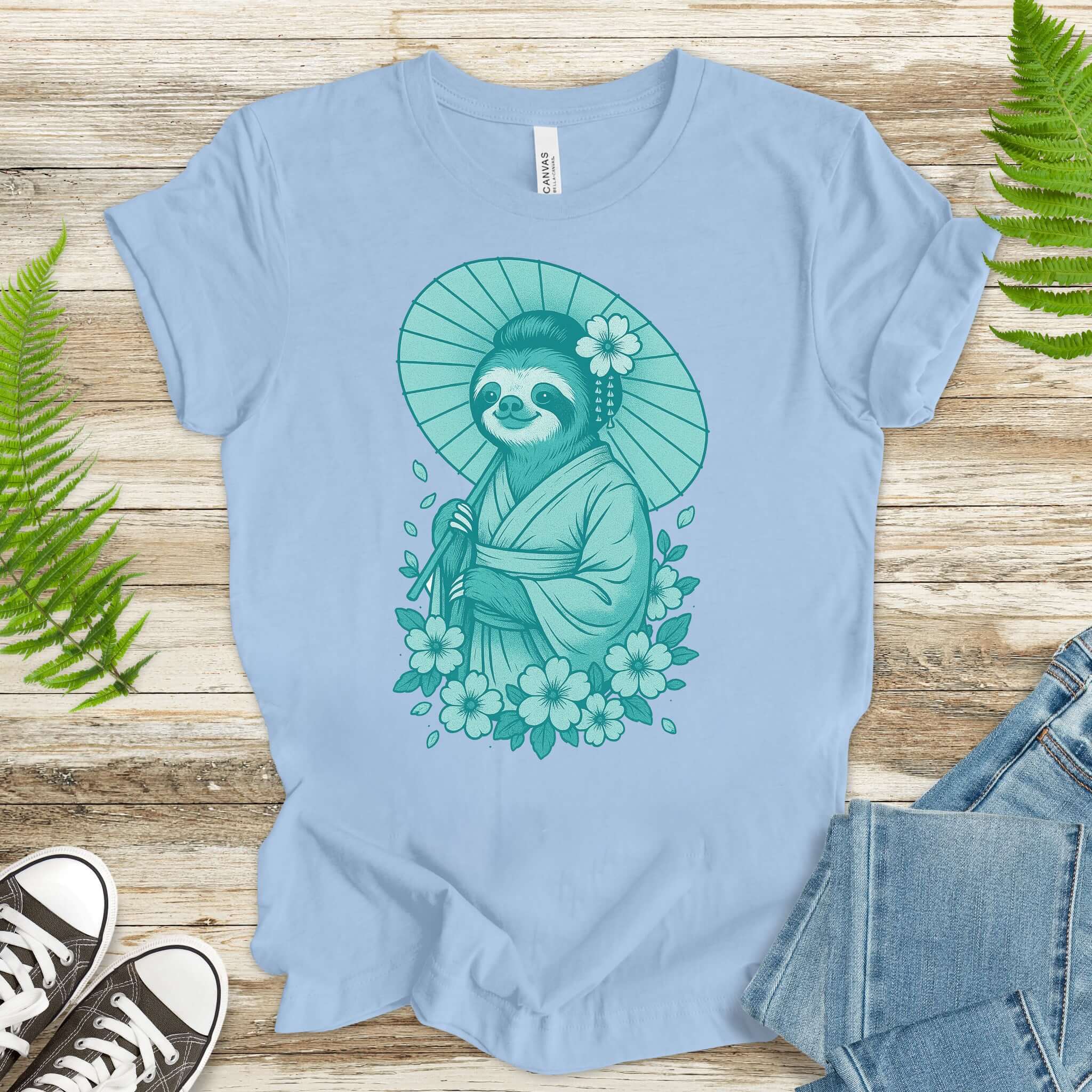 Elegant Sloth Geisha Japanese Style T-Shirt
