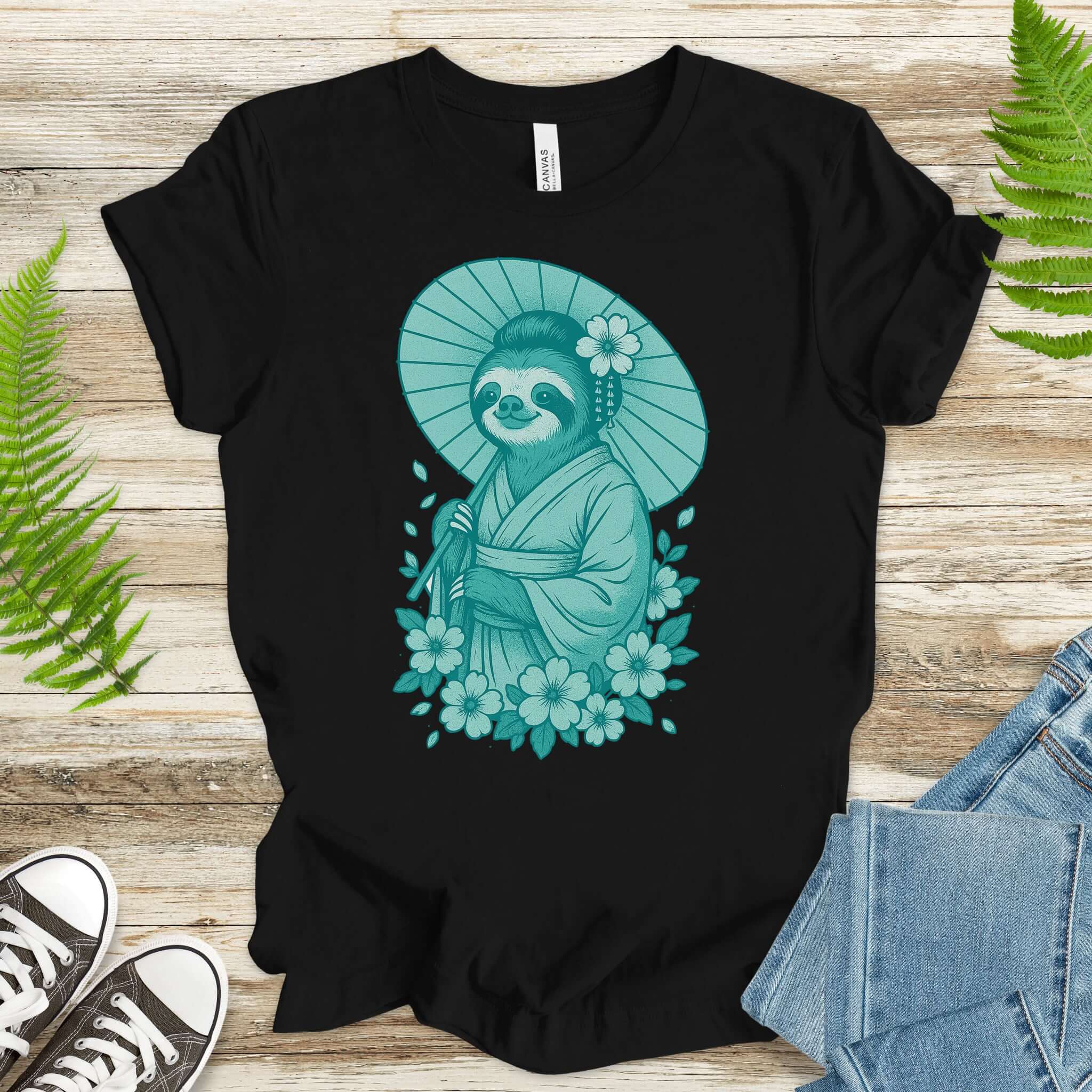 Elegant Sloth Geisha Japanese Style T-Shirt