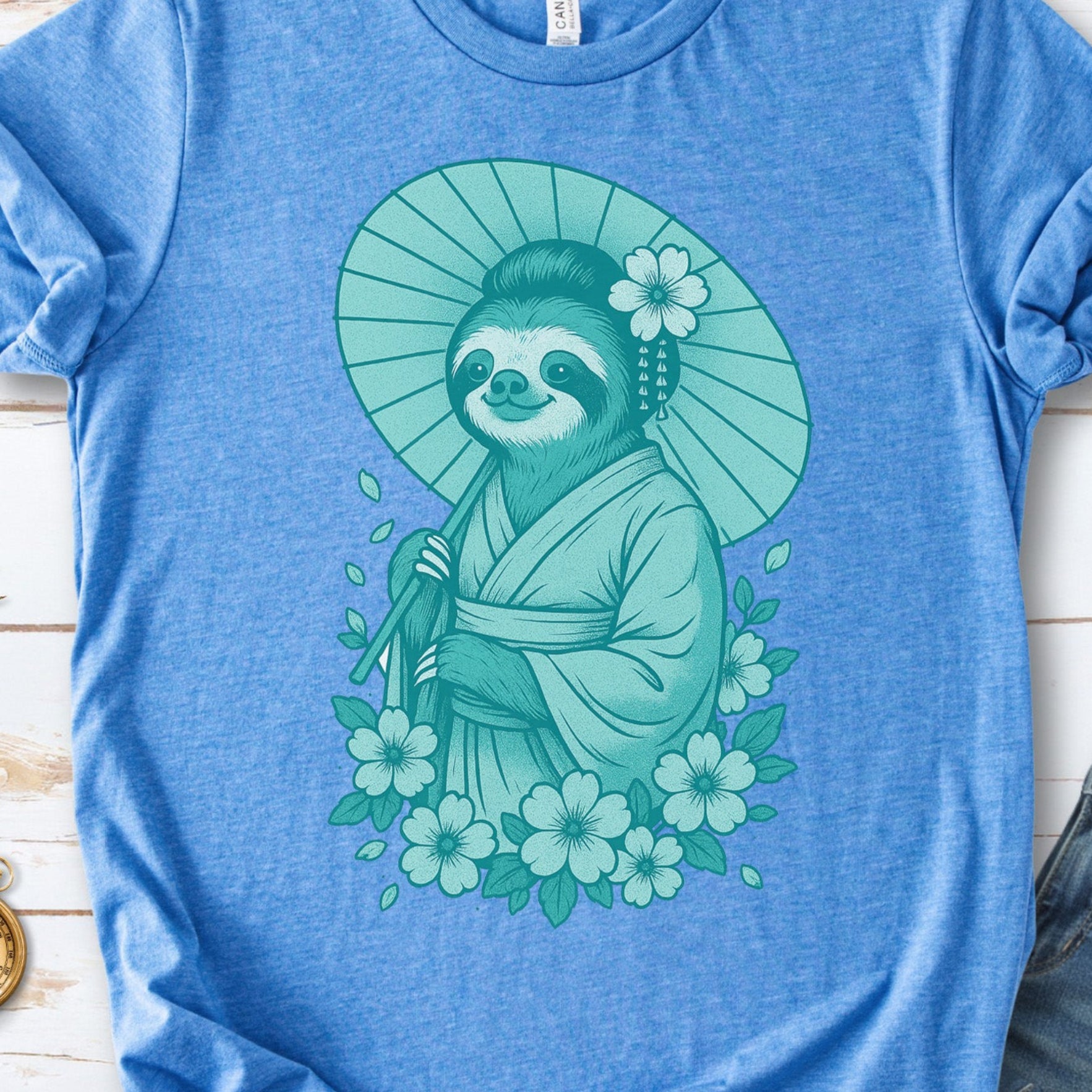 Elegant Sloth Geisha Japanese Style T-Shirt