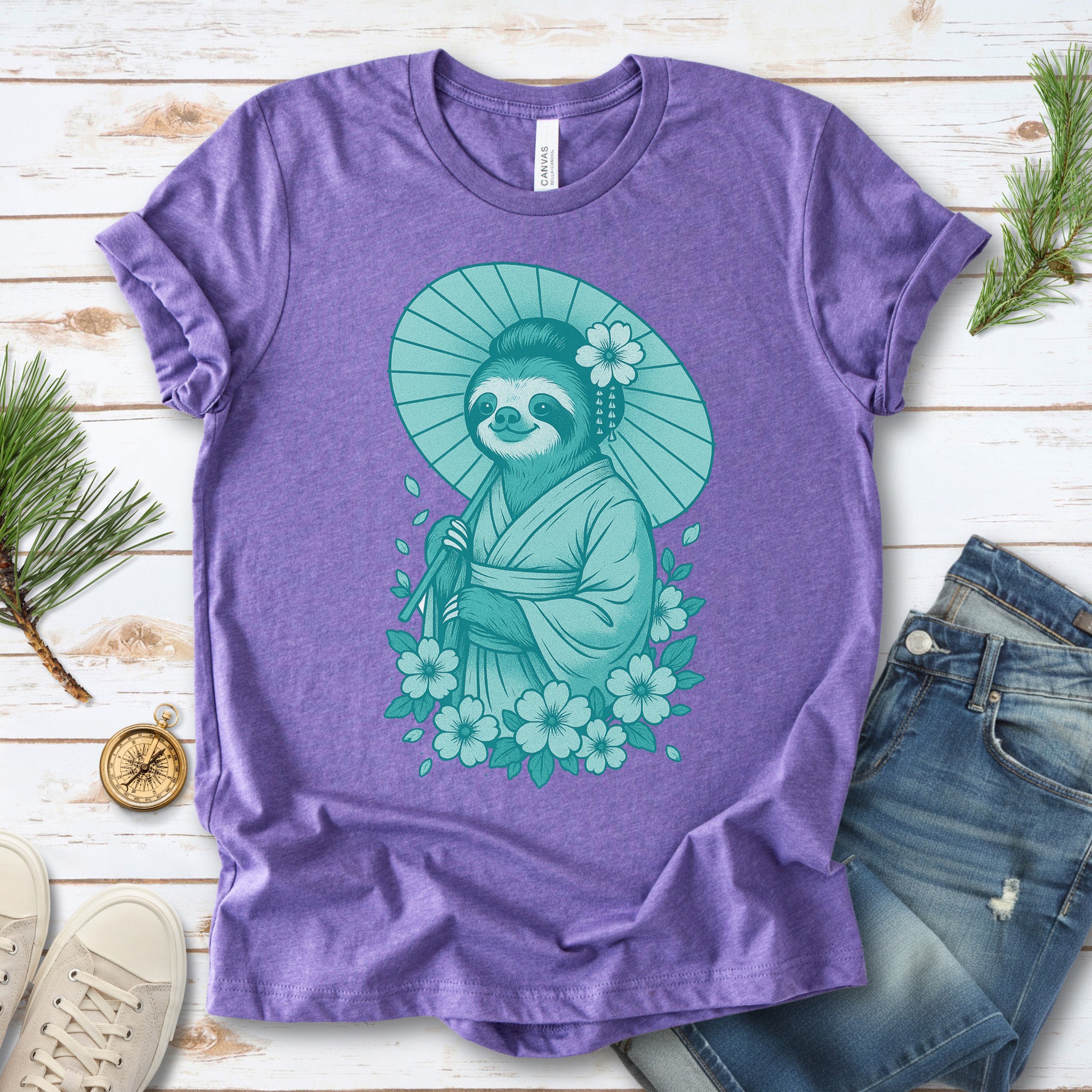 Elegant Sloth Geisha Japanese Style T-Shirt