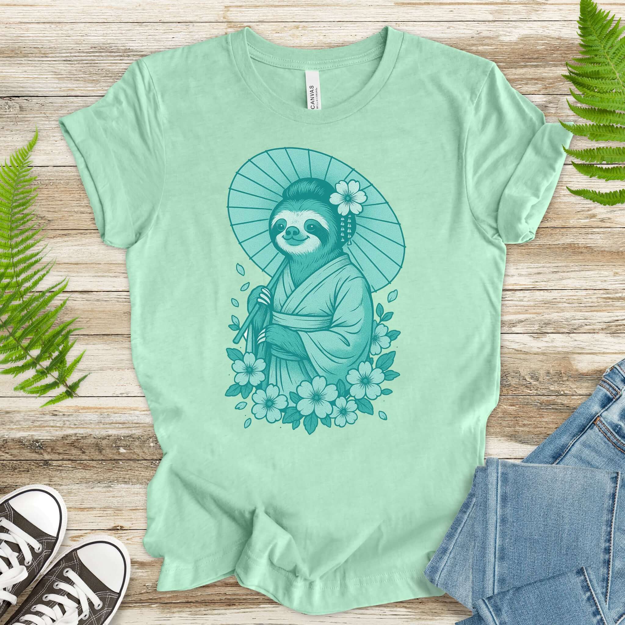 Elegant Sloth Geisha Japanese Style T-Shirt