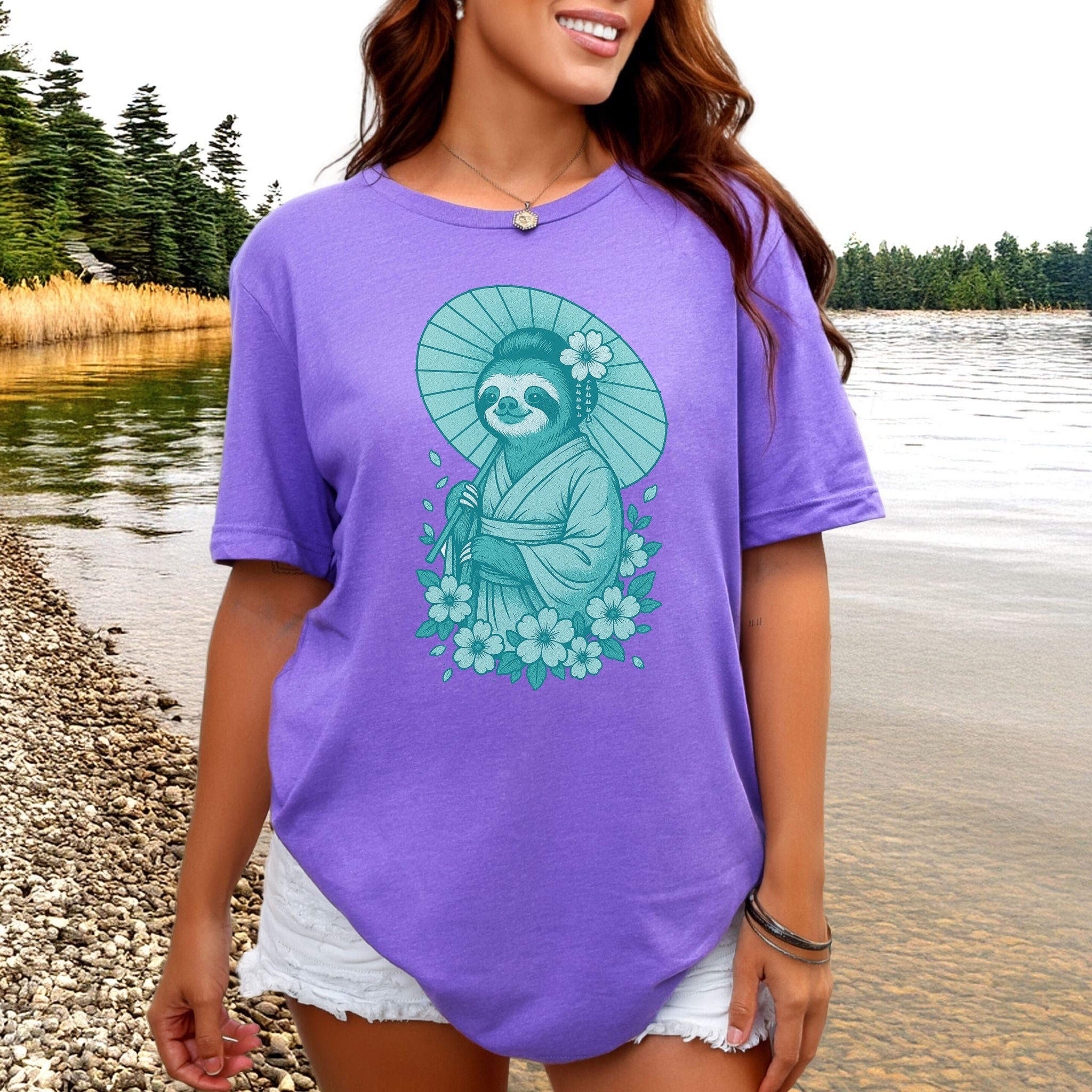 Elegant Sloth Geisha Japanese Style T-Shirt