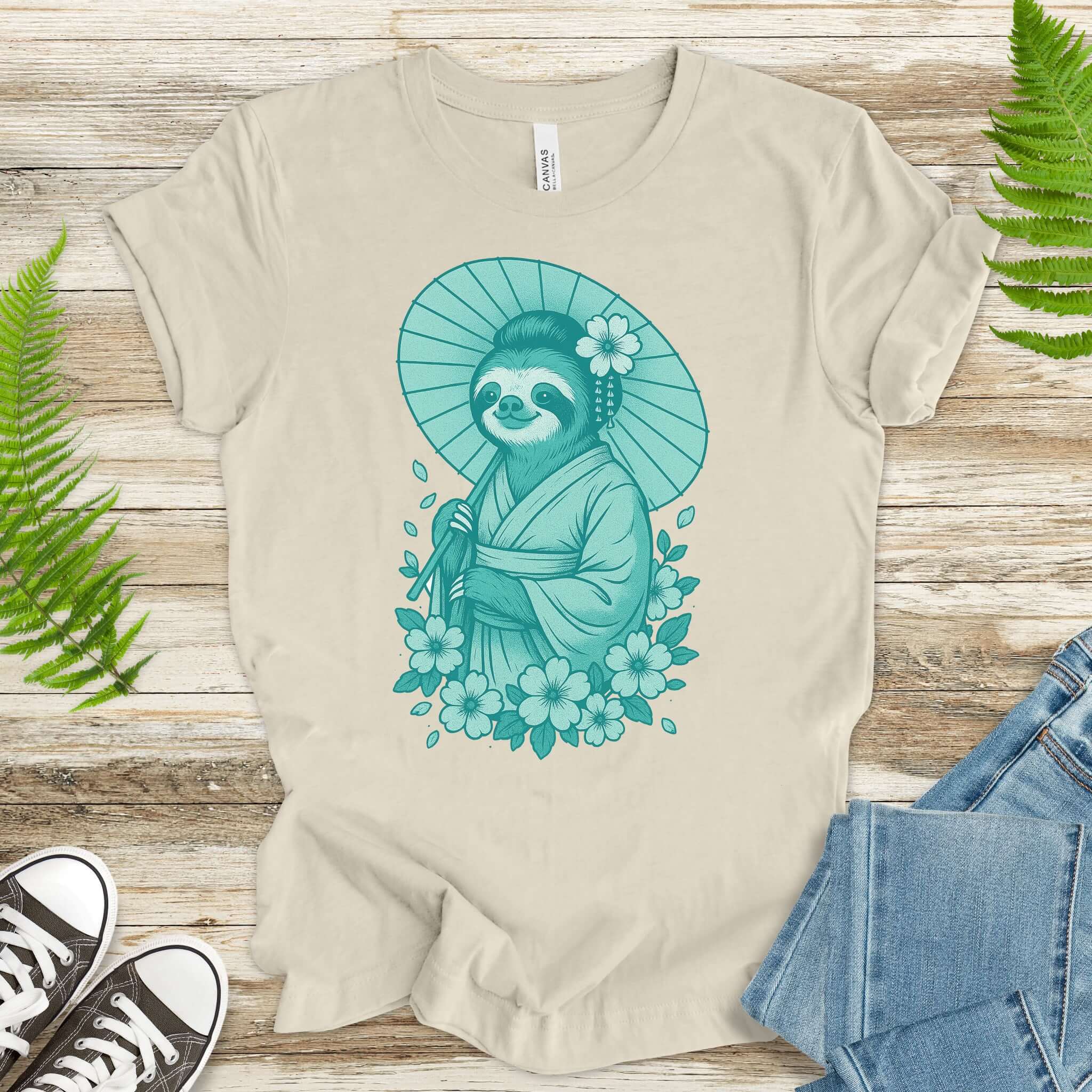 Elegant Sloth Geisha Japanese Style T-Shirt