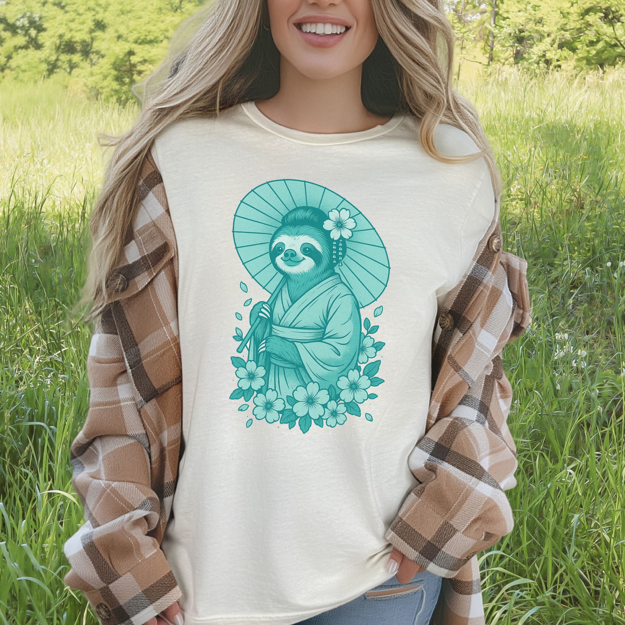 Elegant Sloth Geisha Japanese Style T-Shirt