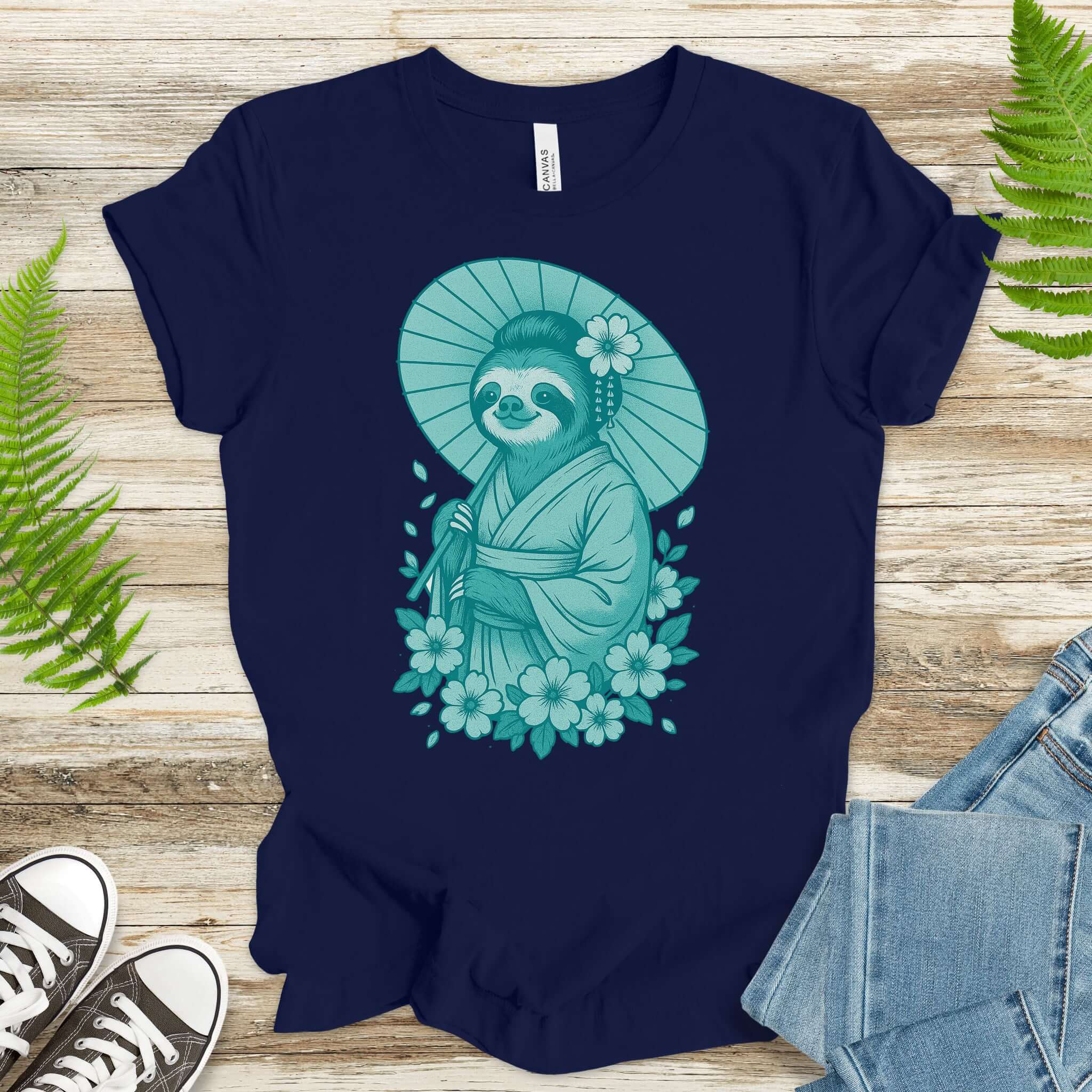 Elegant Sloth Geisha Japanese Style T-Shirt