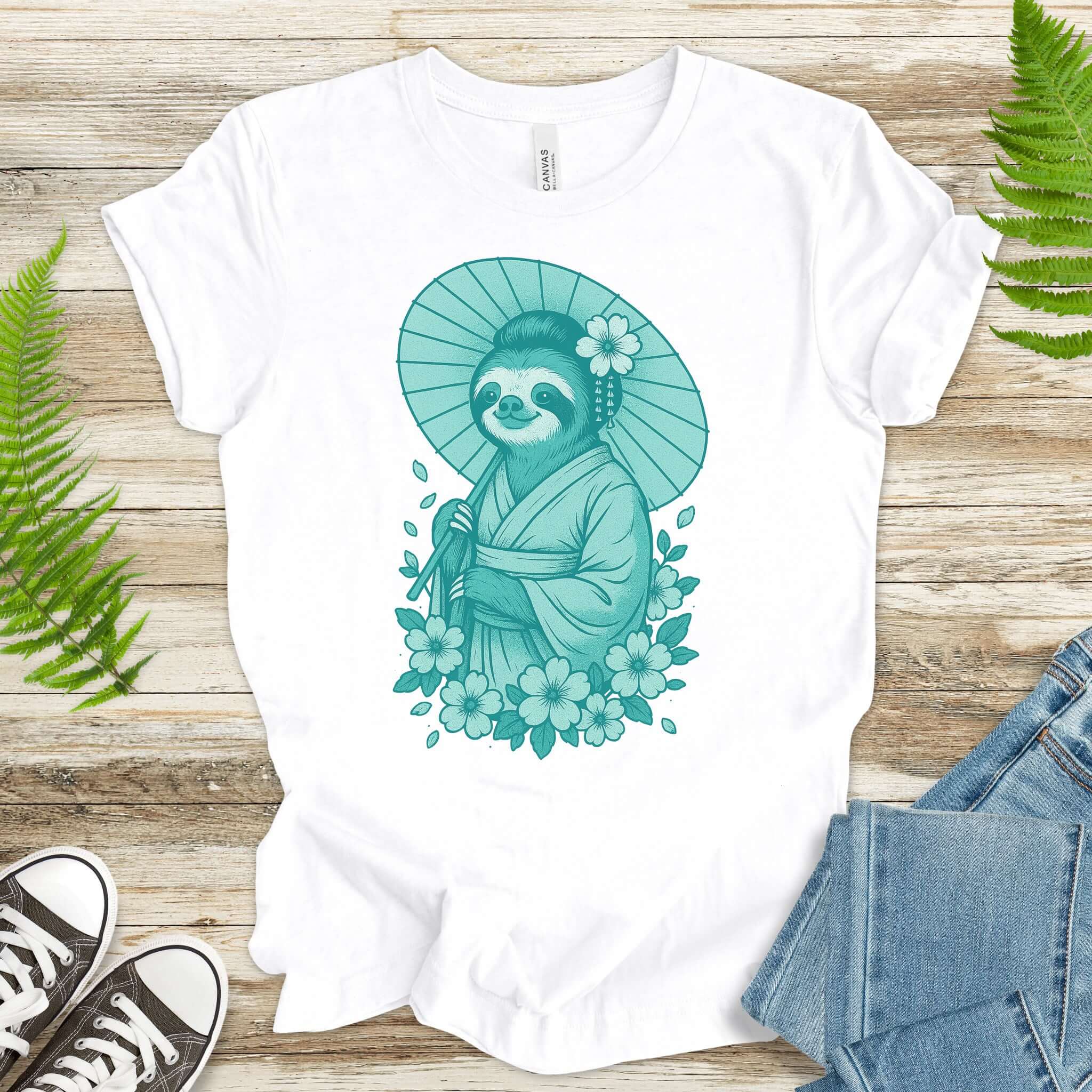 Elegant Sloth Geisha Japanese Style T-Shirt