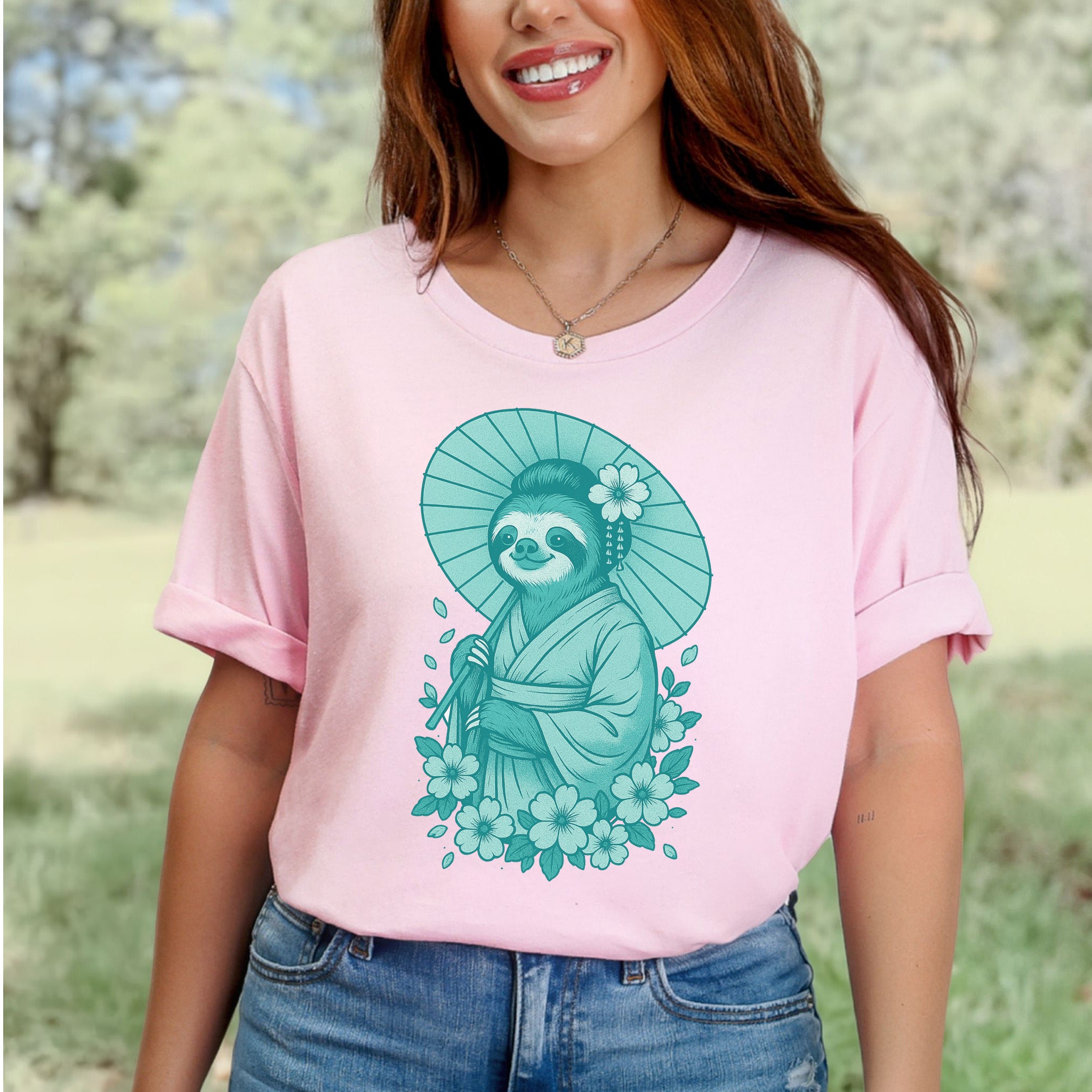 Elegant Sloth Geisha Japanese Style T-Shirt