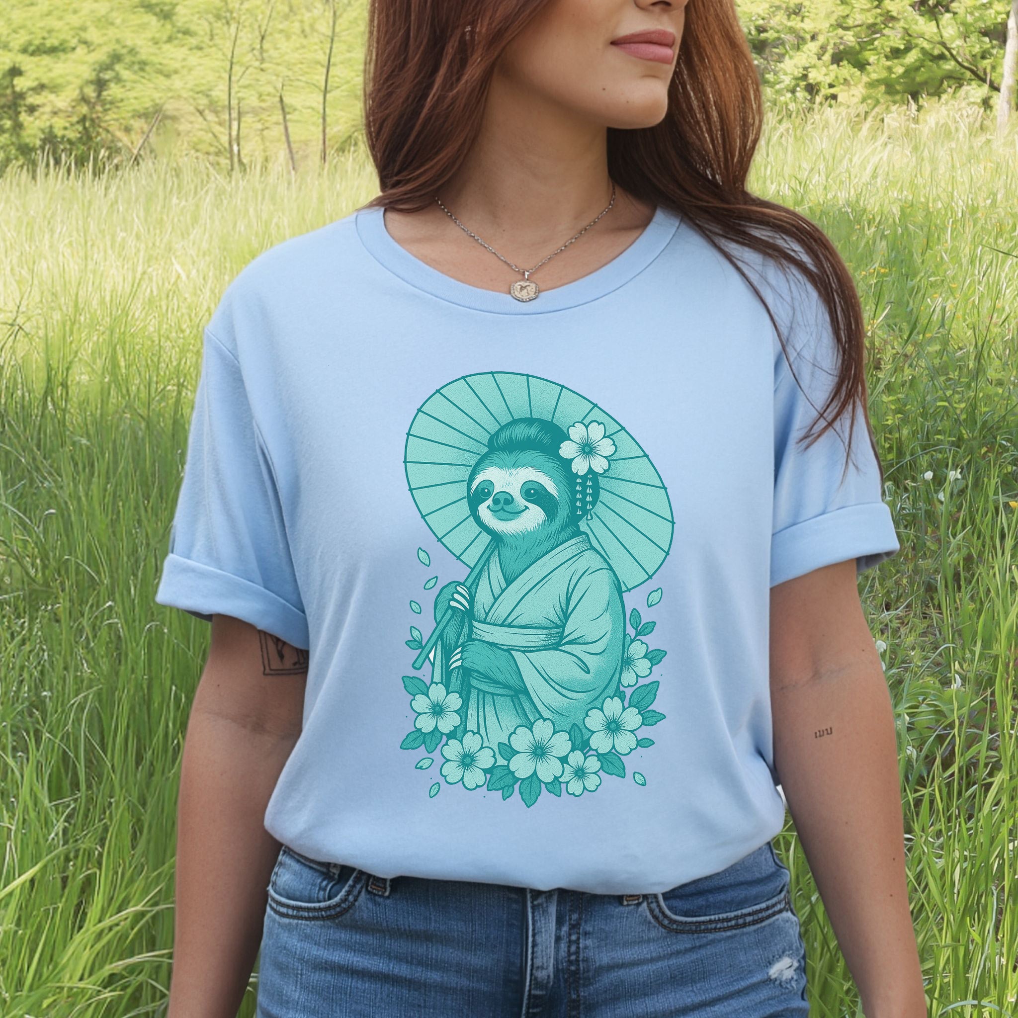 Elegant Sloth Geisha Japanese Style T-Shirt