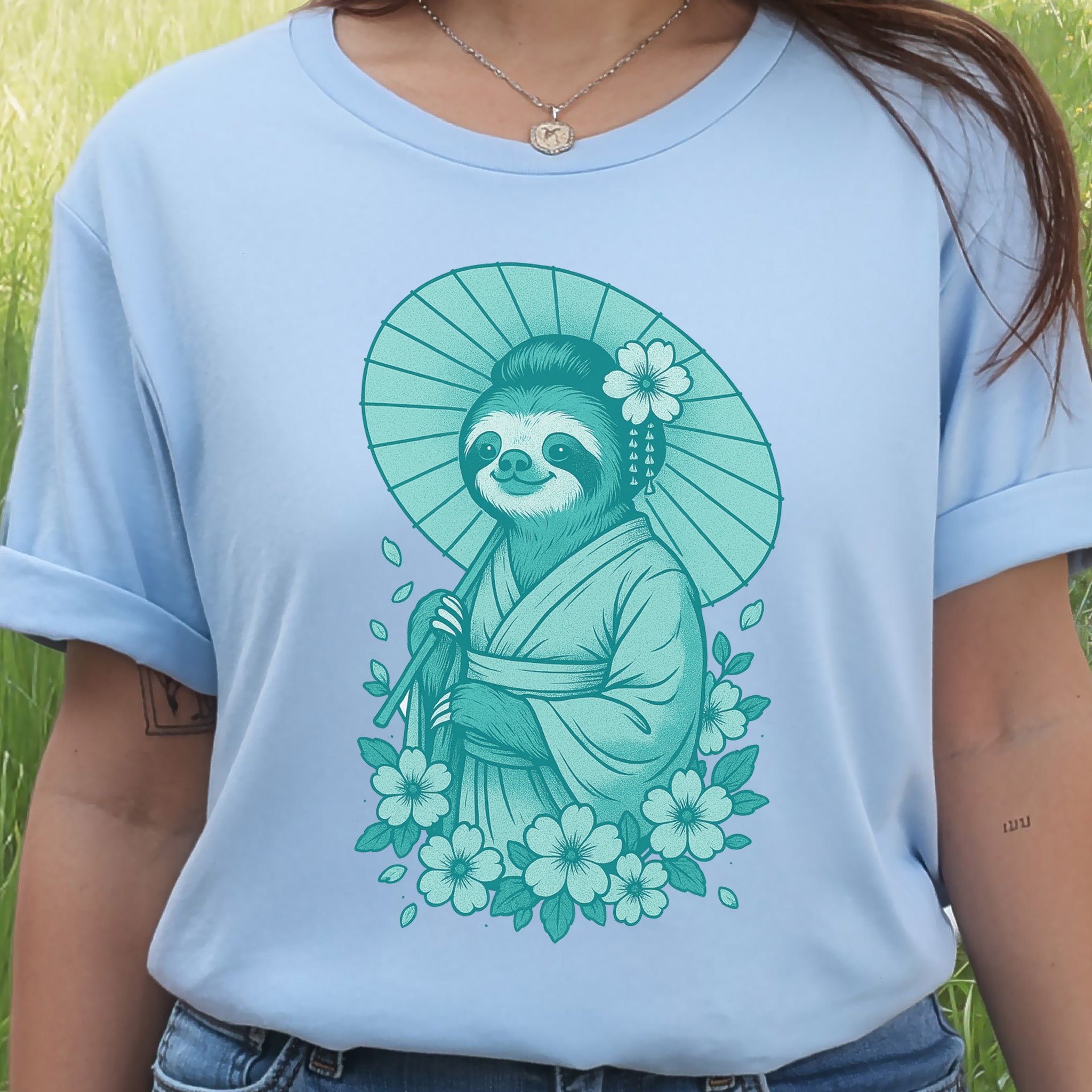 Elegant Sloth Geisha Japanese Style T-Shirt