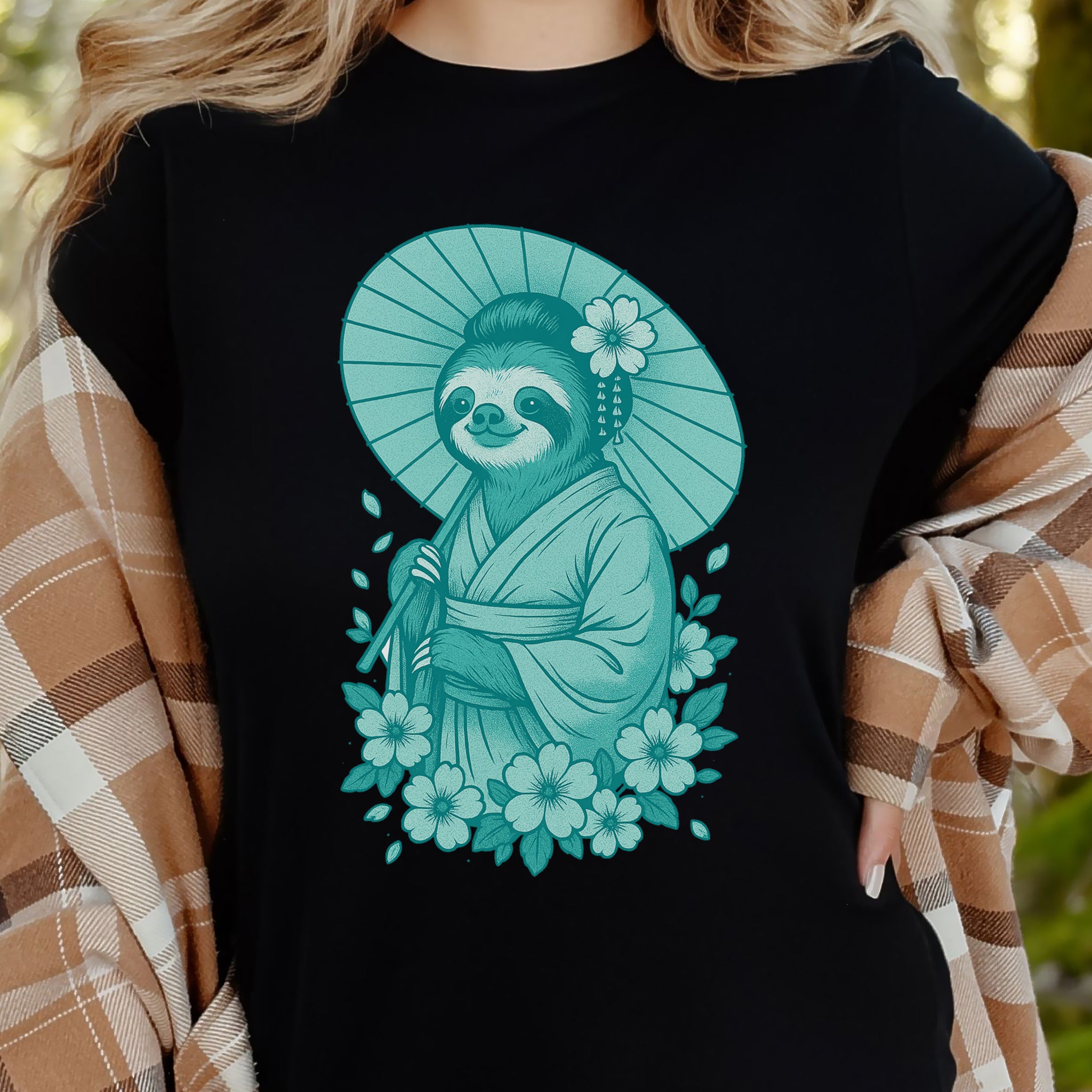 Elegant Sloth Geisha Japanese Style T-Shirt