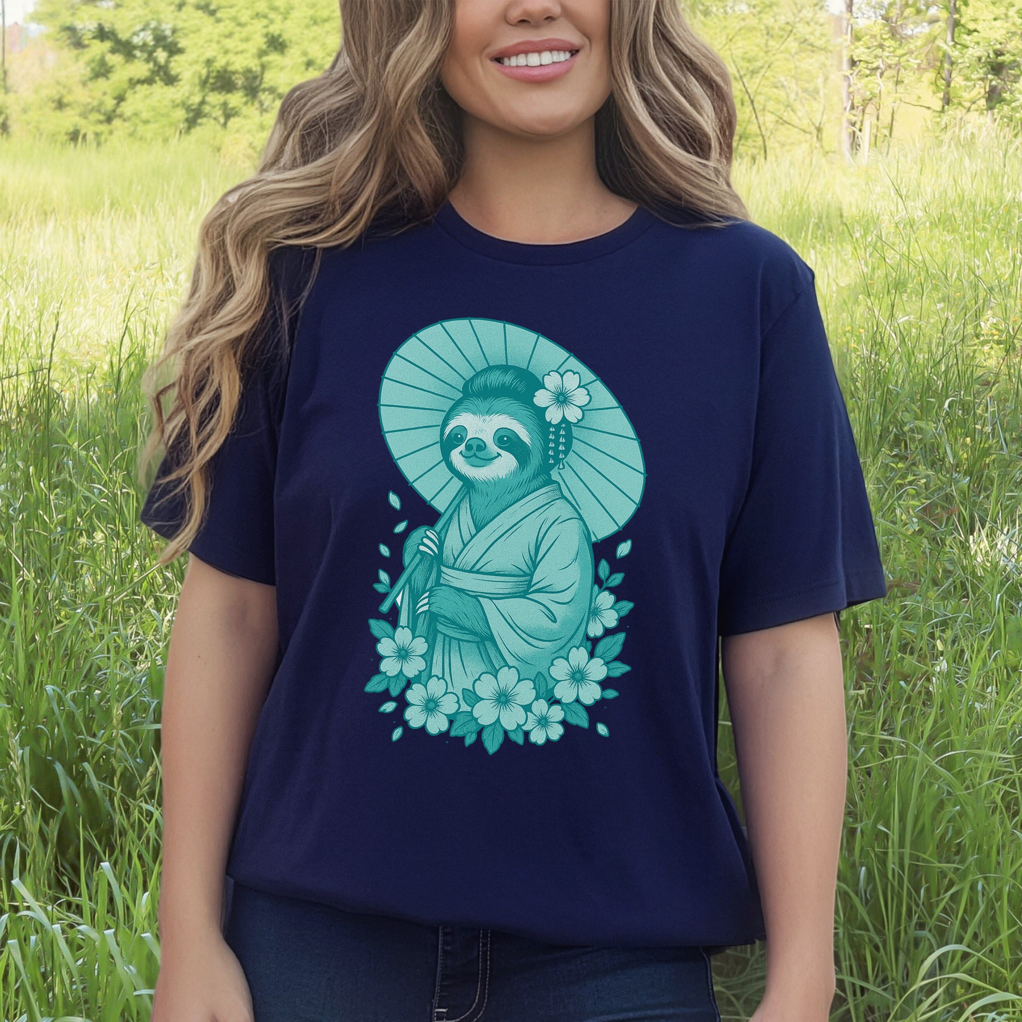 Elegant Sloth Geisha Japanese Style T-Shirt