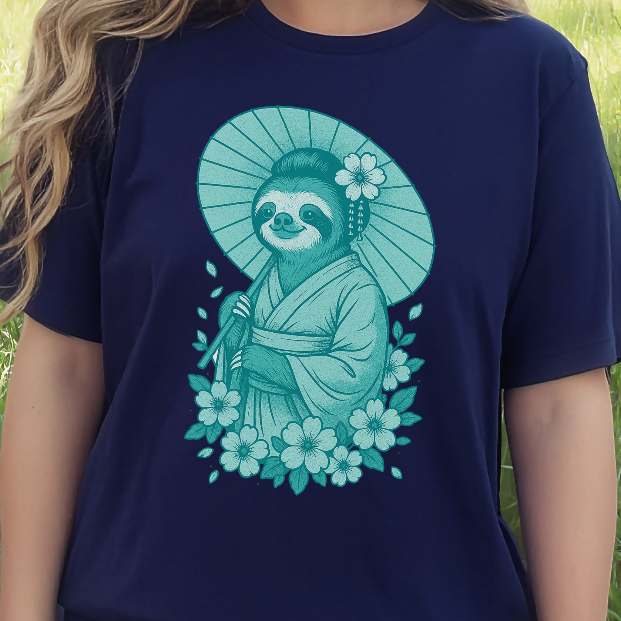 Elegant Sloth Geisha Japanese Style T-Shirt