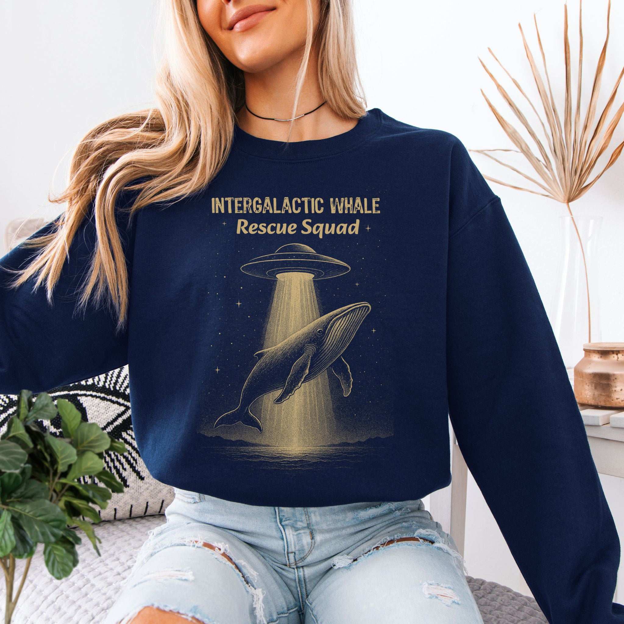 Intergalactic Whale Rescue Squad Sweatshirt – Funny Space Whale Mission