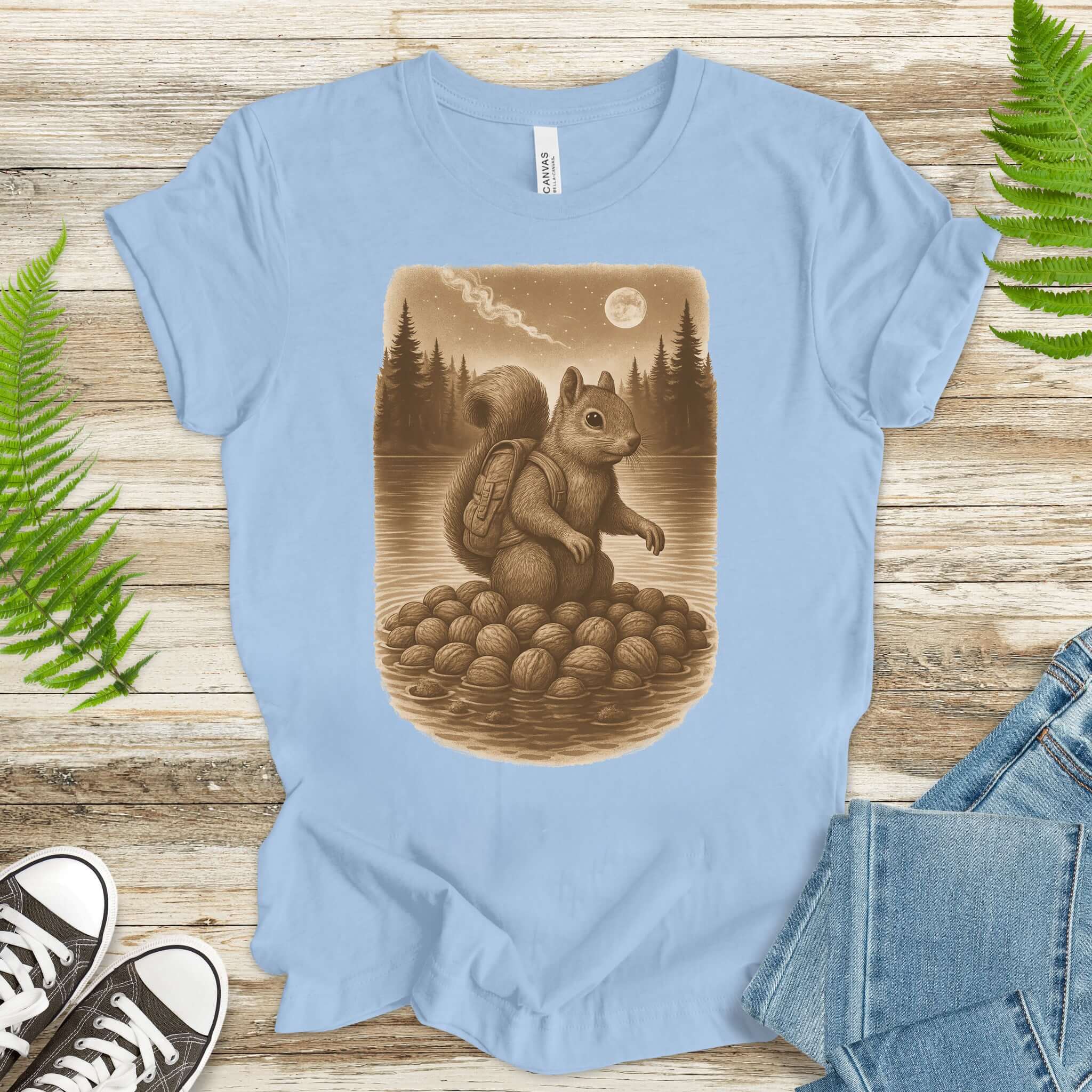 Squirrel & Nuts by the Lake – Japanese Style T-Shirt