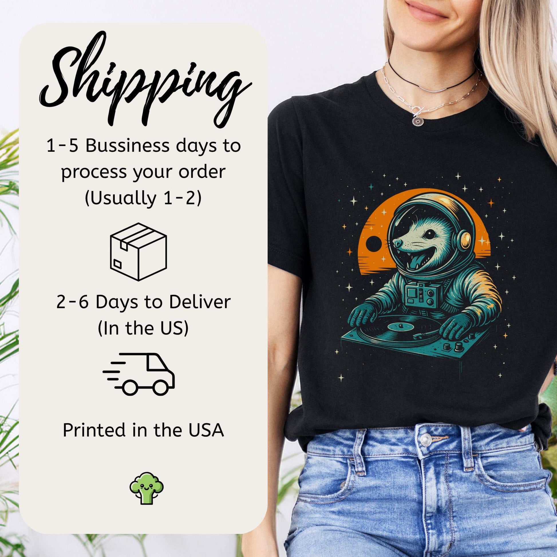 DJ Opossum Astronaut T-Shirt – Funny Space Rave Possum Tee